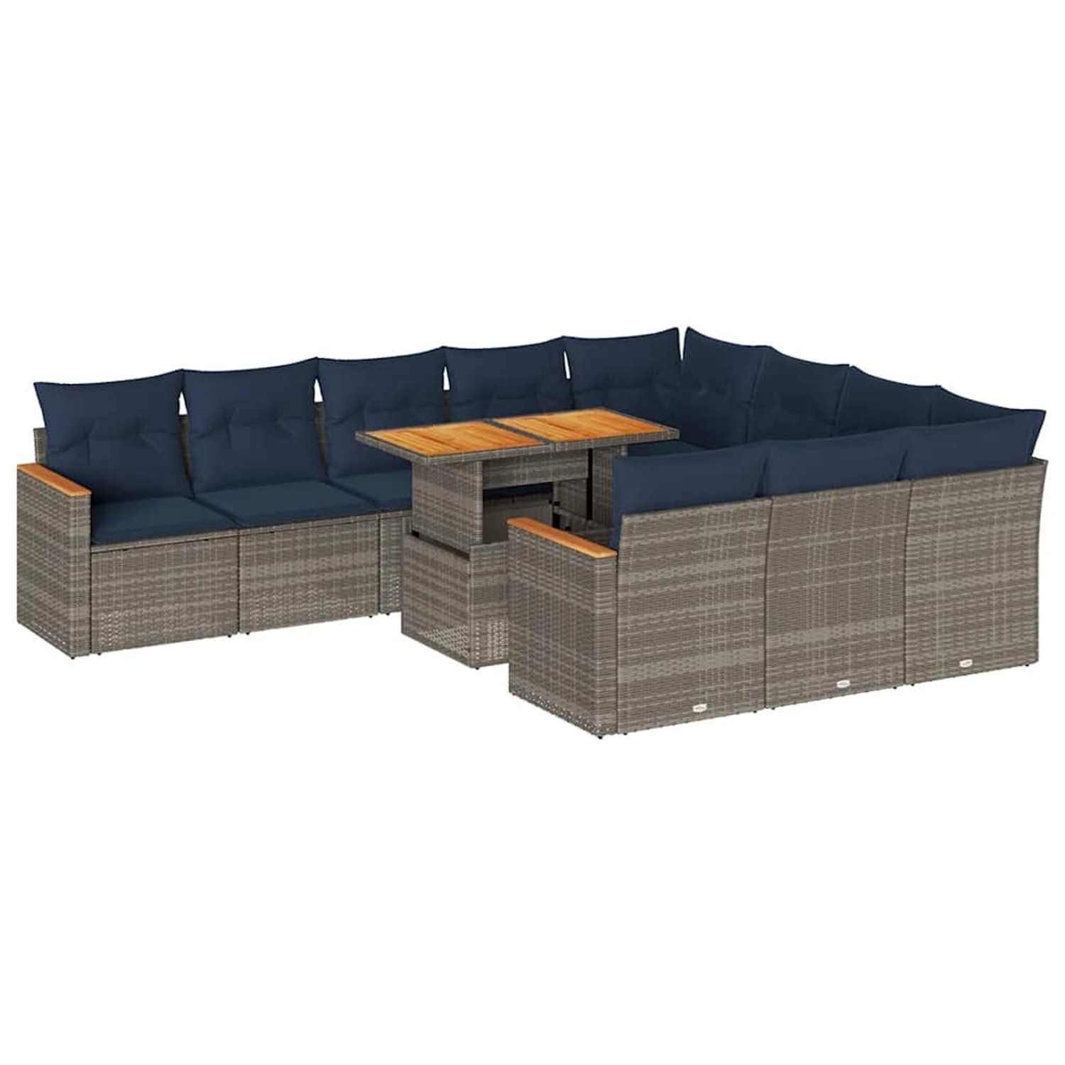 vidaXL 11-Tlg Garten-Sofagarnitur mit Kissen Grau Poly Rattan 3327540 günstig online kaufen
