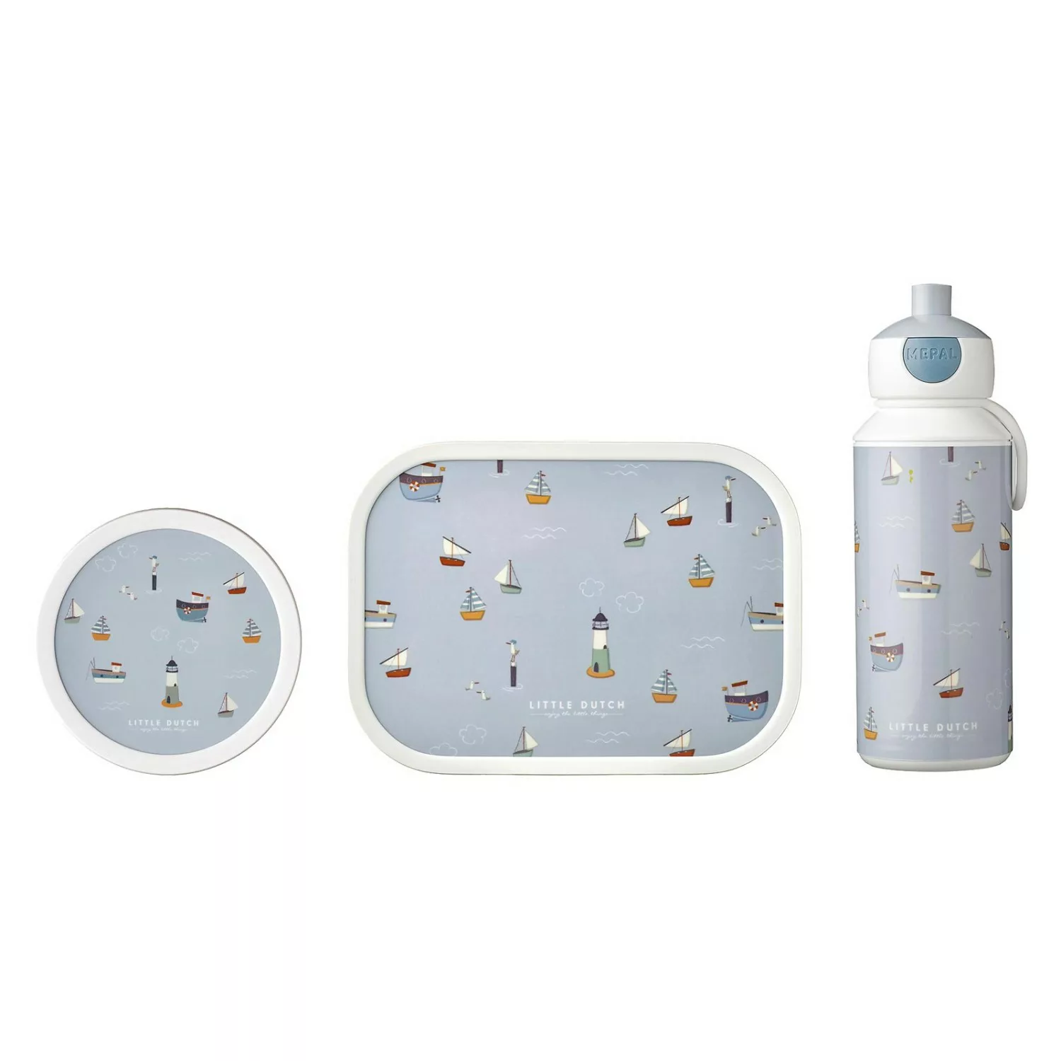 Mepal Campus Lunchset 3-teilig aus Brotdose Trinkflasche und Obstbox Sailor günstig online kaufen