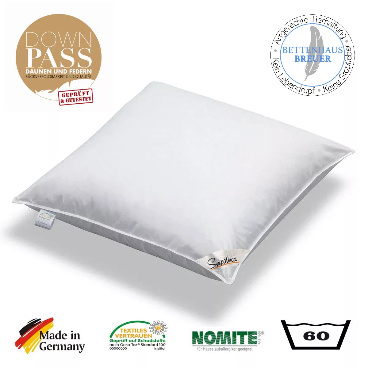 Kopfkissen 1100g neue 15% Daunen 85% Federn Daunenpass 80x80 fest günstig online kaufen