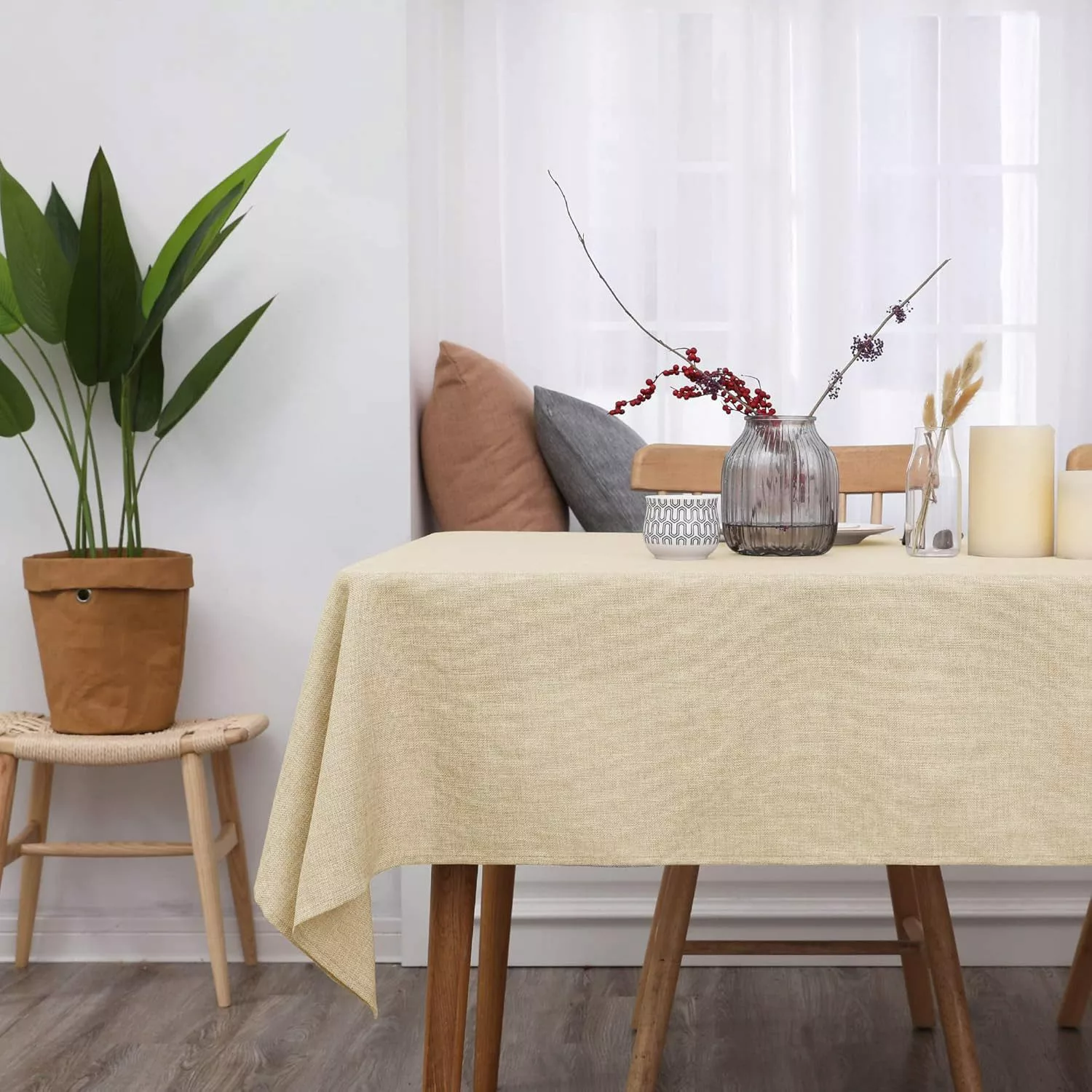 Deconovo Tischdecke Leinenoptik Tischwäsche Wasserabweisend Tischtuch günstig online kaufen
