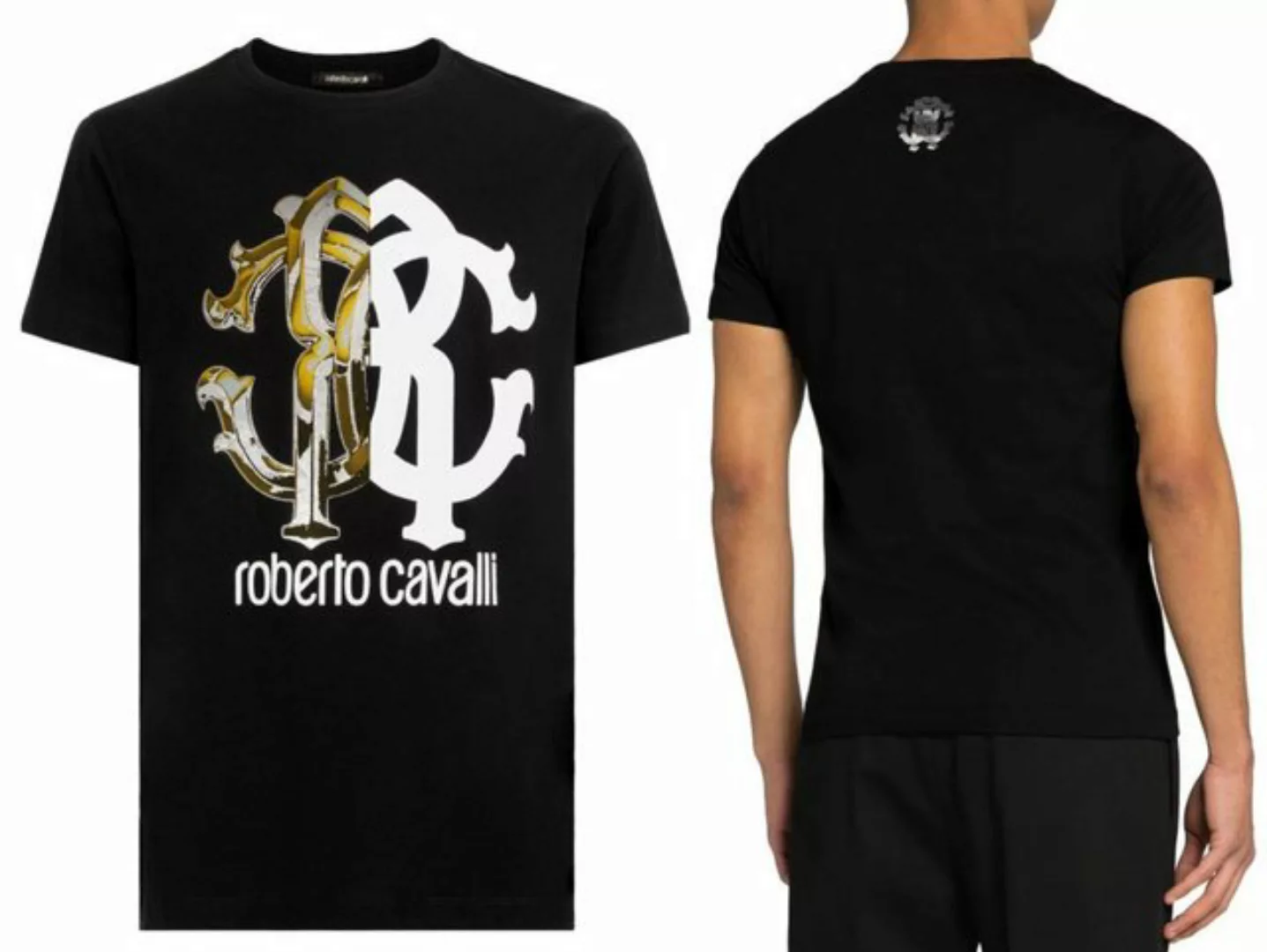 roberto cavalli T-Shirt ROBERTO CAVALLI FIRENZE LOGO PRINT LUXURY CREW NECK günstig online kaufen