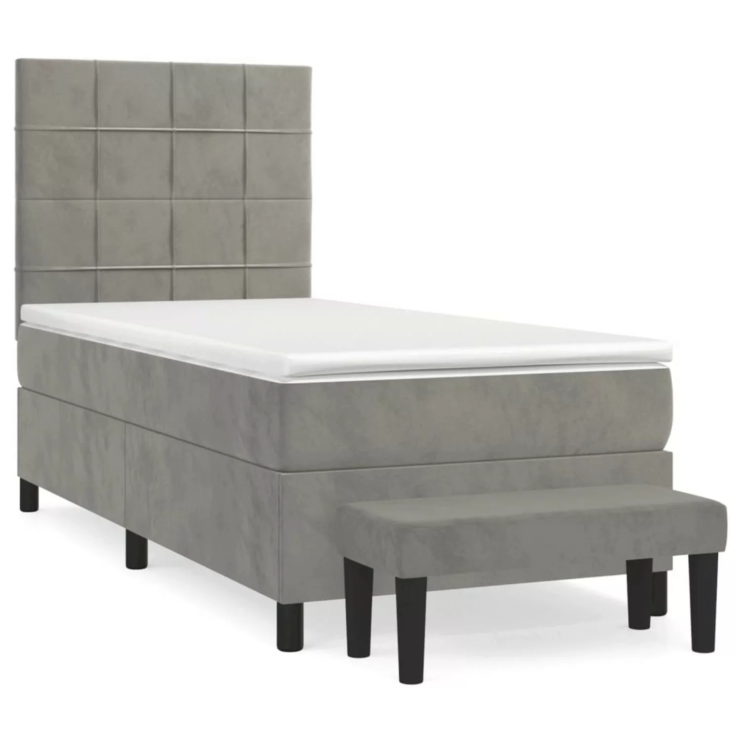 vidaXL Boxspringbett mit Matratze Hellgrau 90x200 cm Samt1357677 günstig online kaufen