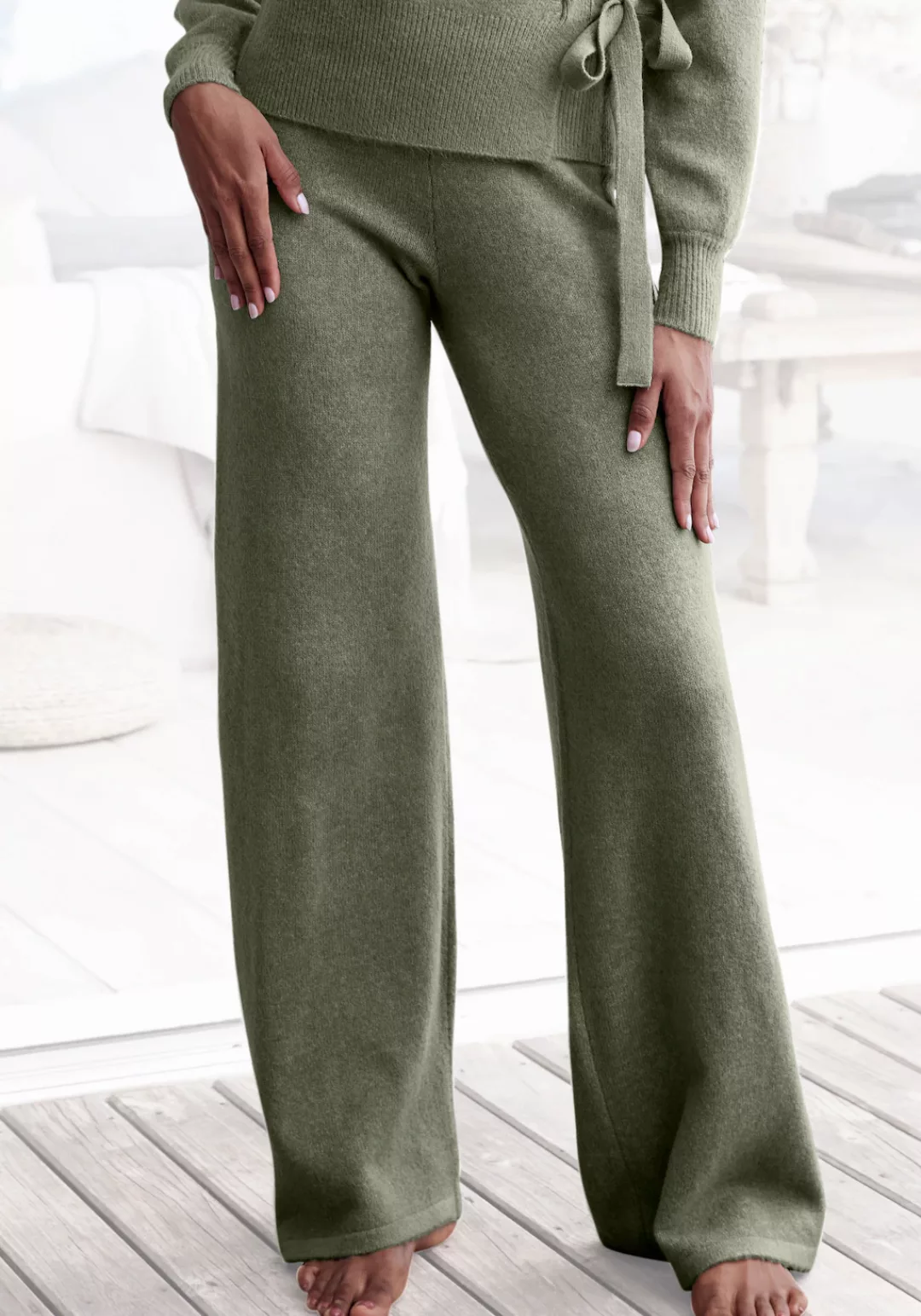LASCANA Strickhose -Loungehose mit Rippbündchen, Loungewear günstig online kaufen