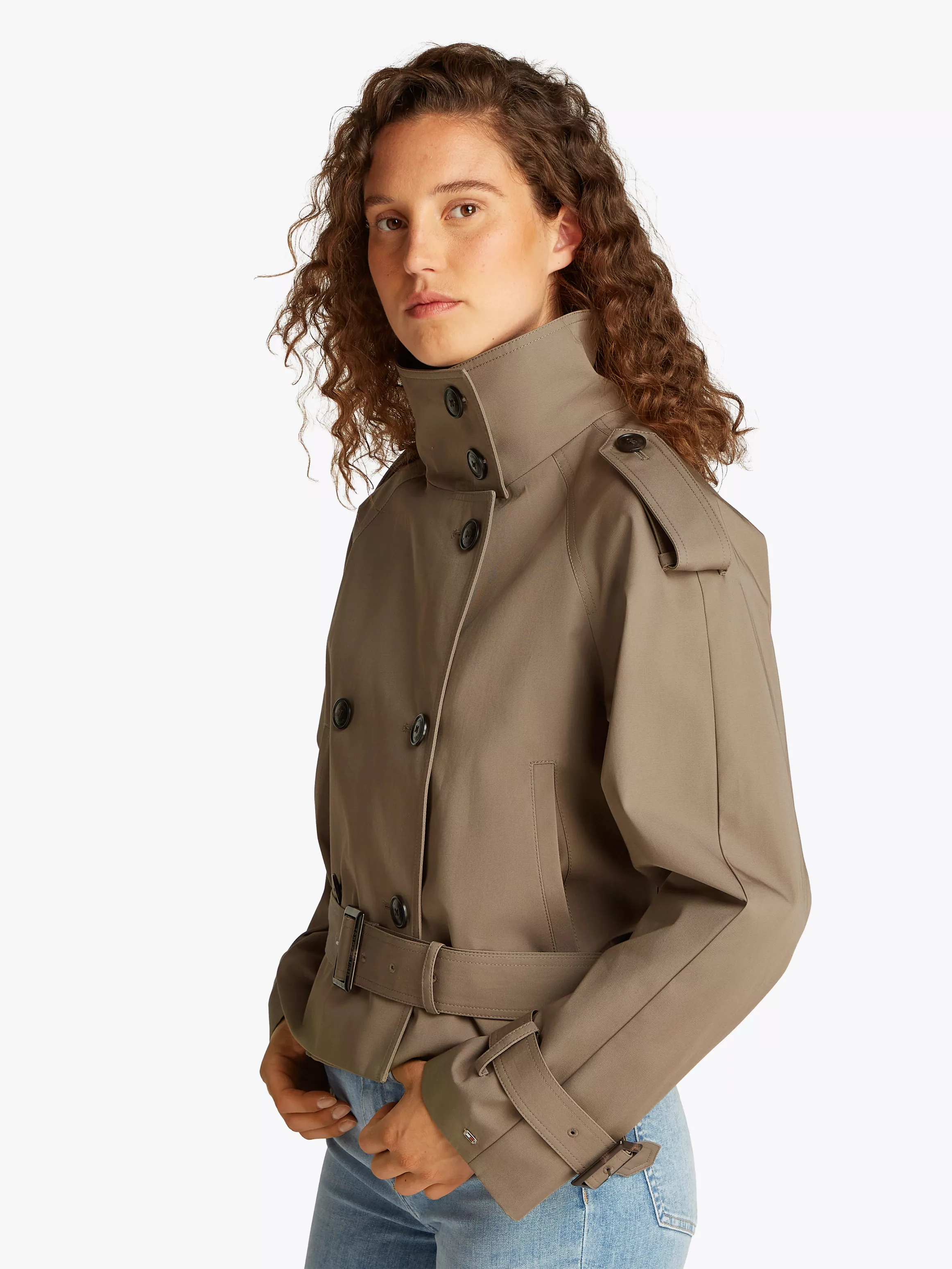 Tommy Hilfiger Kurzjacke "COTTON CROP TRENCH", mit Gürtel in der Taille, mi günstig online kaufen