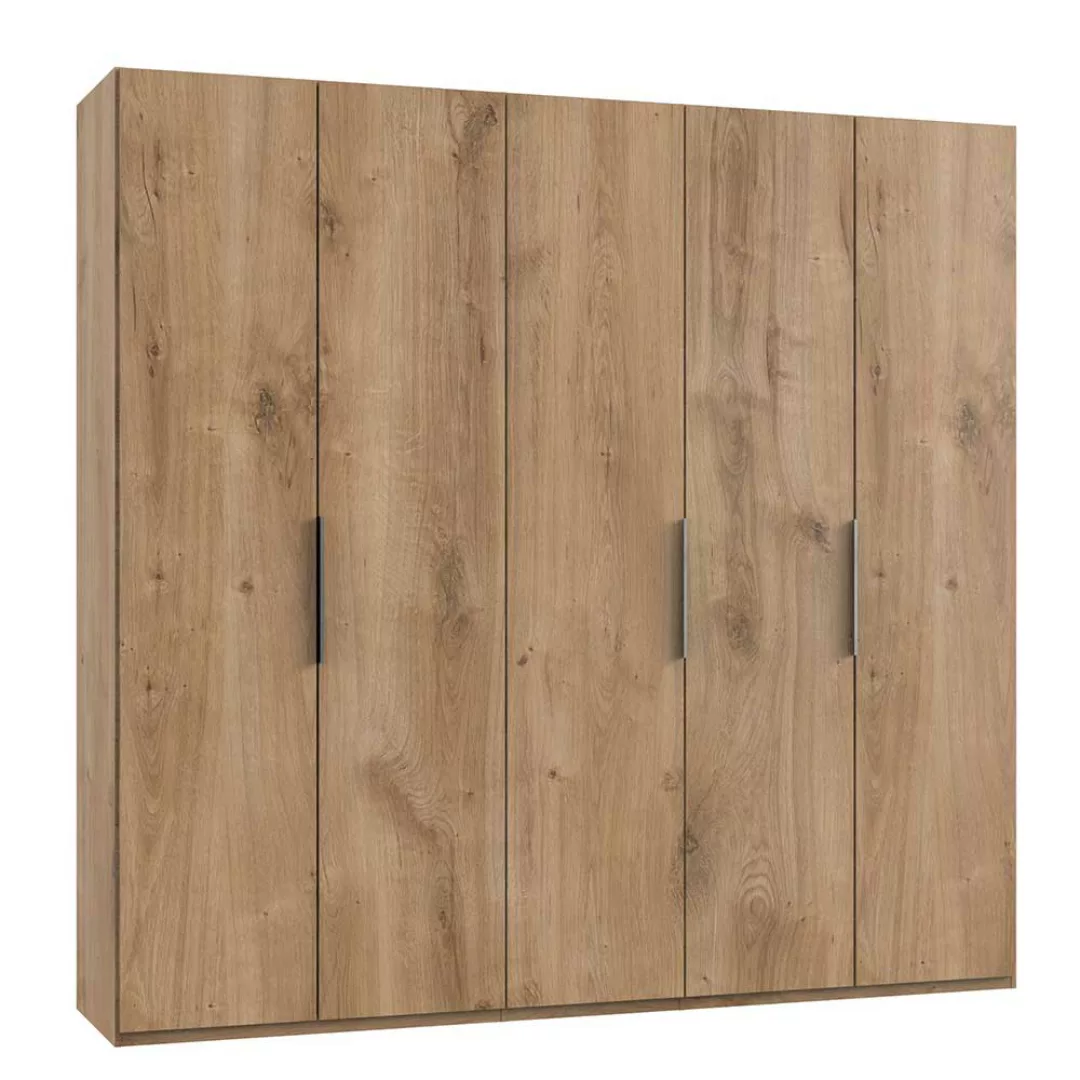 Kleiderschrank mit 5 Türen in Plankeneiche Holzoptik 250 cm breit günstig online kaufen