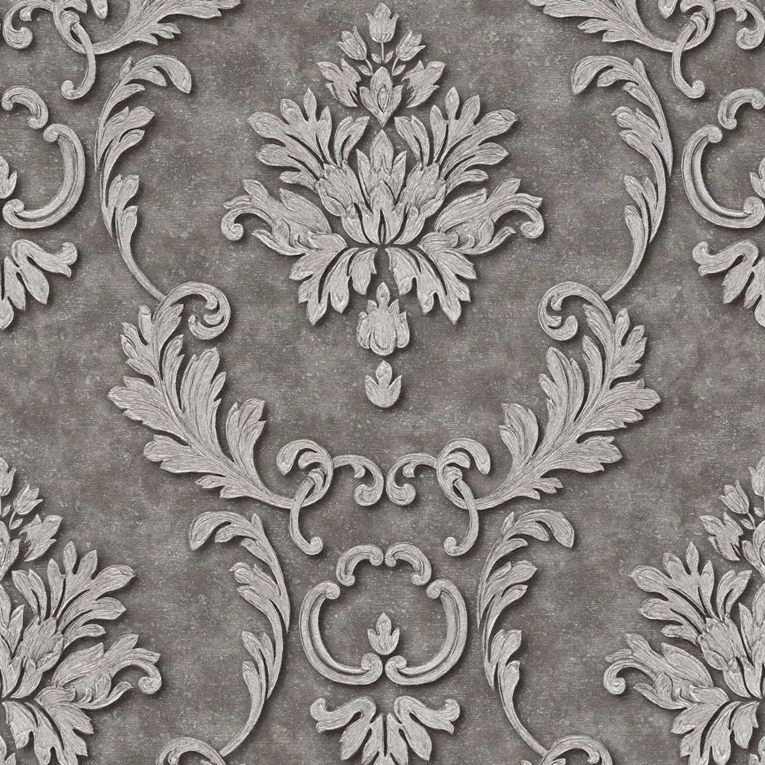 Bricoflor Vintage Tapete mit Ornament Graue Vliestapete für Neobarock Wohnz günstig online kaufen