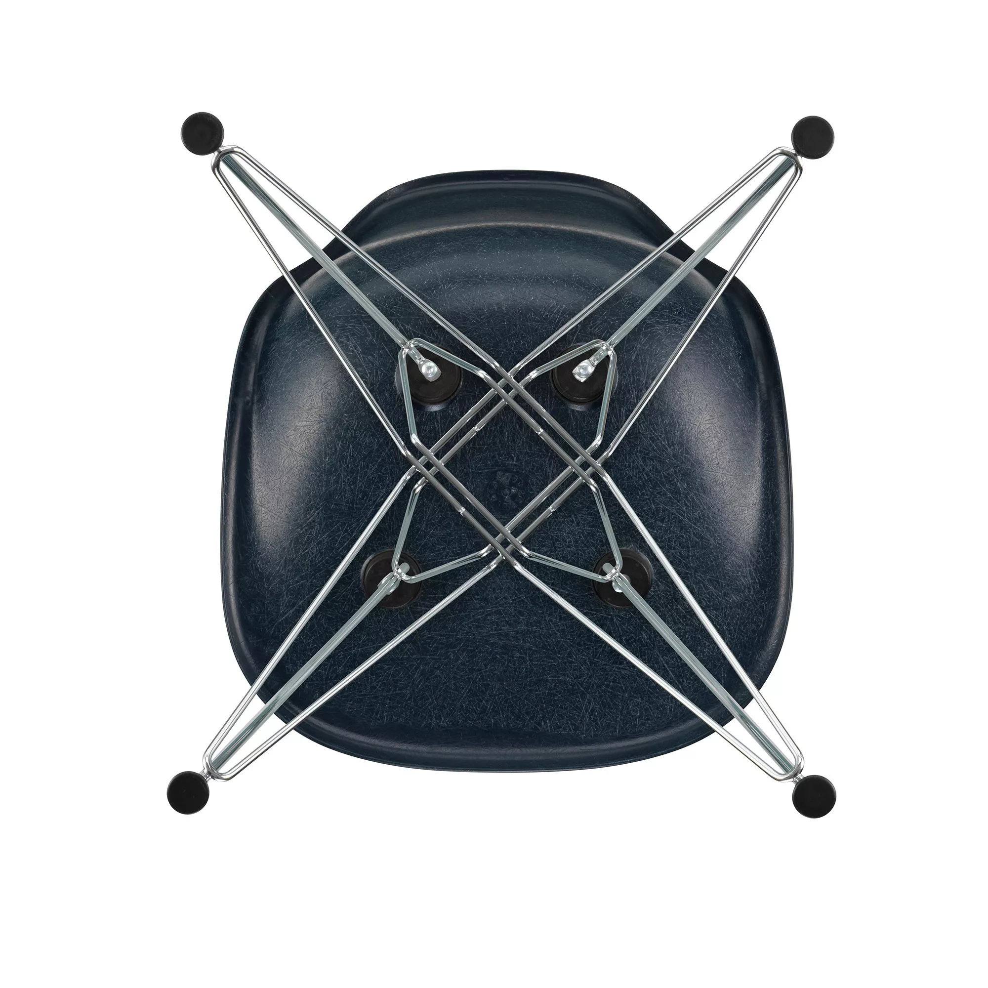 Vitra - Eames Fiberglass Side Chair DSR verchromt - marineblau/Sitzschale F günstig online kaufen