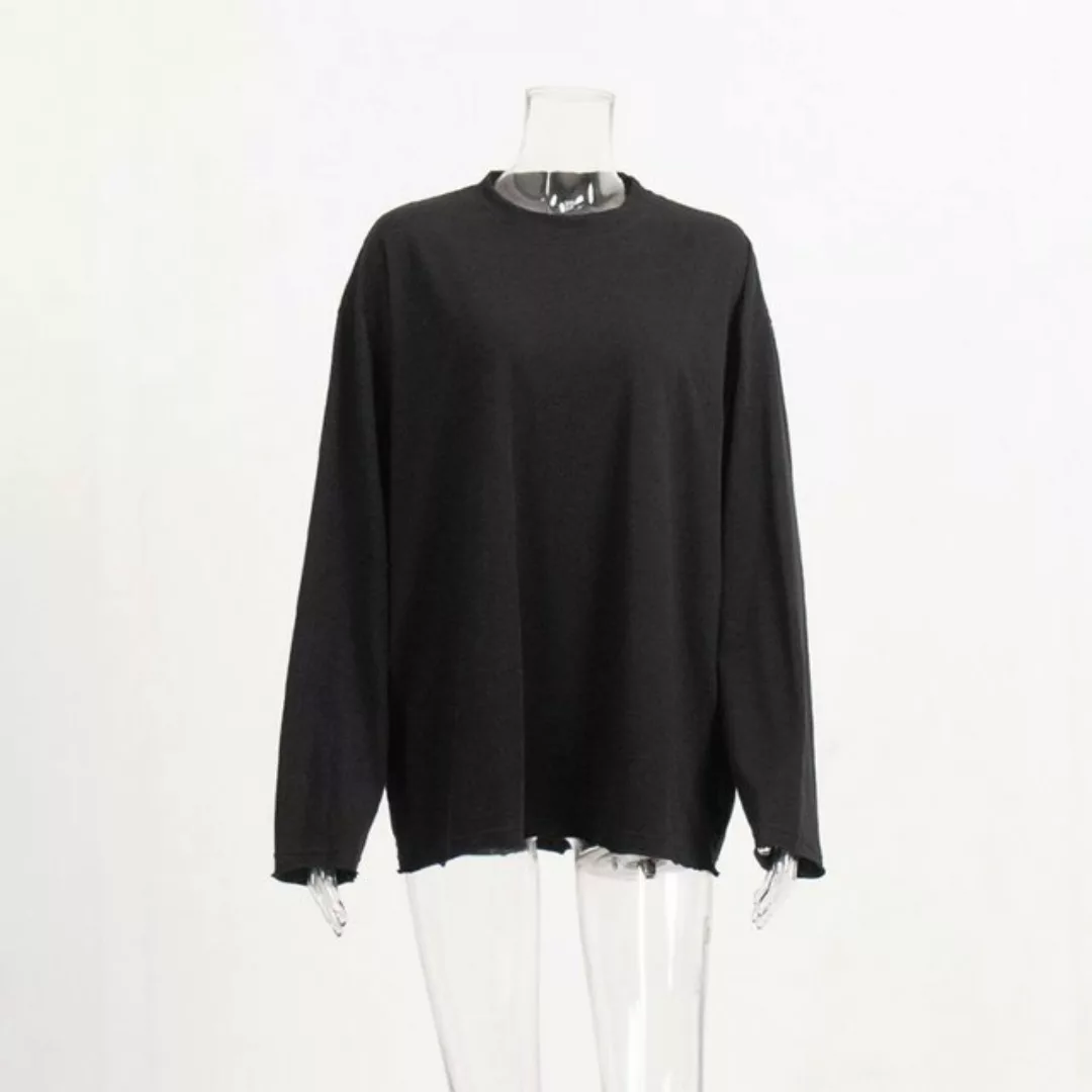 saburona T-Shirt Damen-Langarm-T-Shirt mit lockerem Rundhalsausschnitt günstig online kaufen