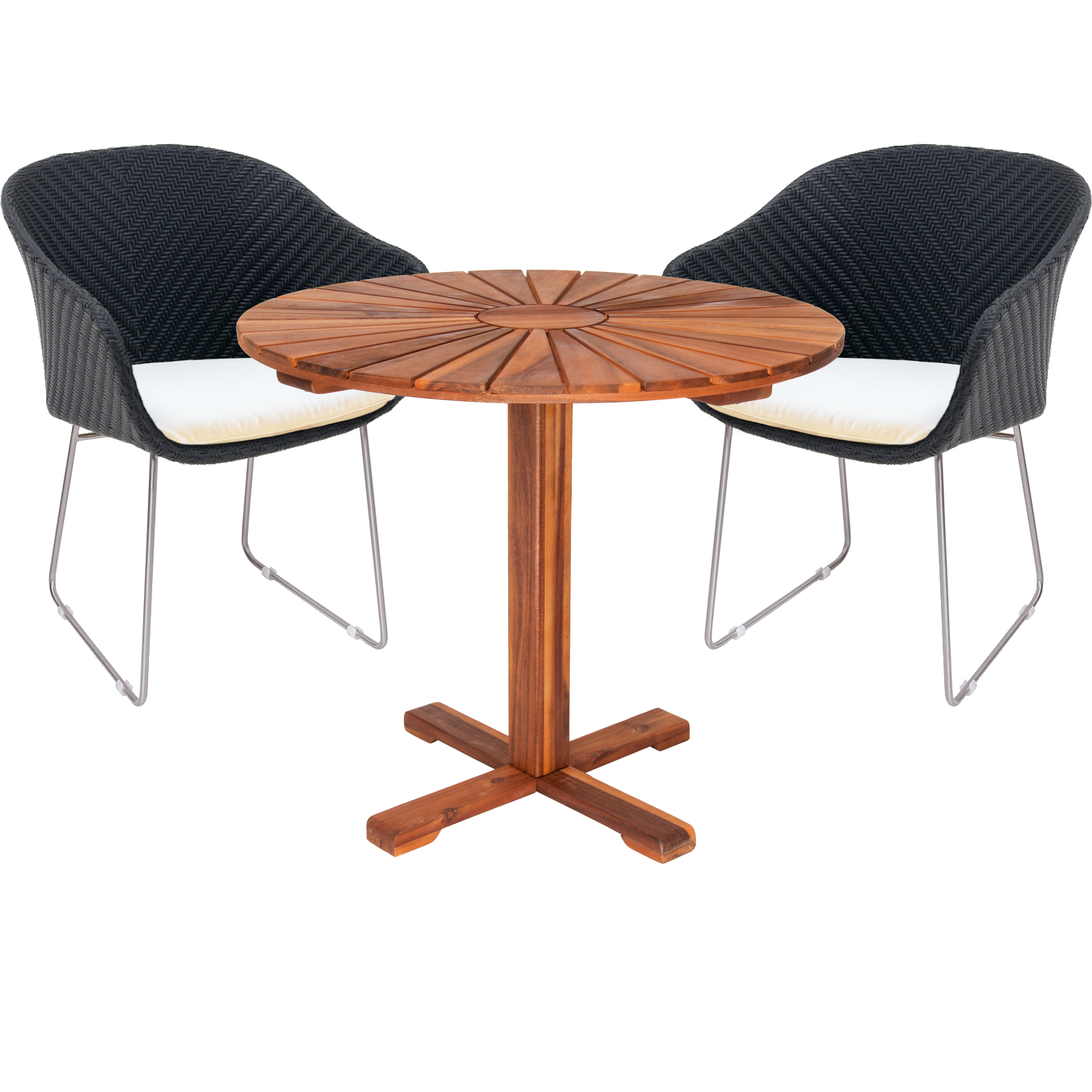 Polyrattan Garten-Sitzgruppe Monza 3-tlg Schwarz/Creme günstig online kaufen