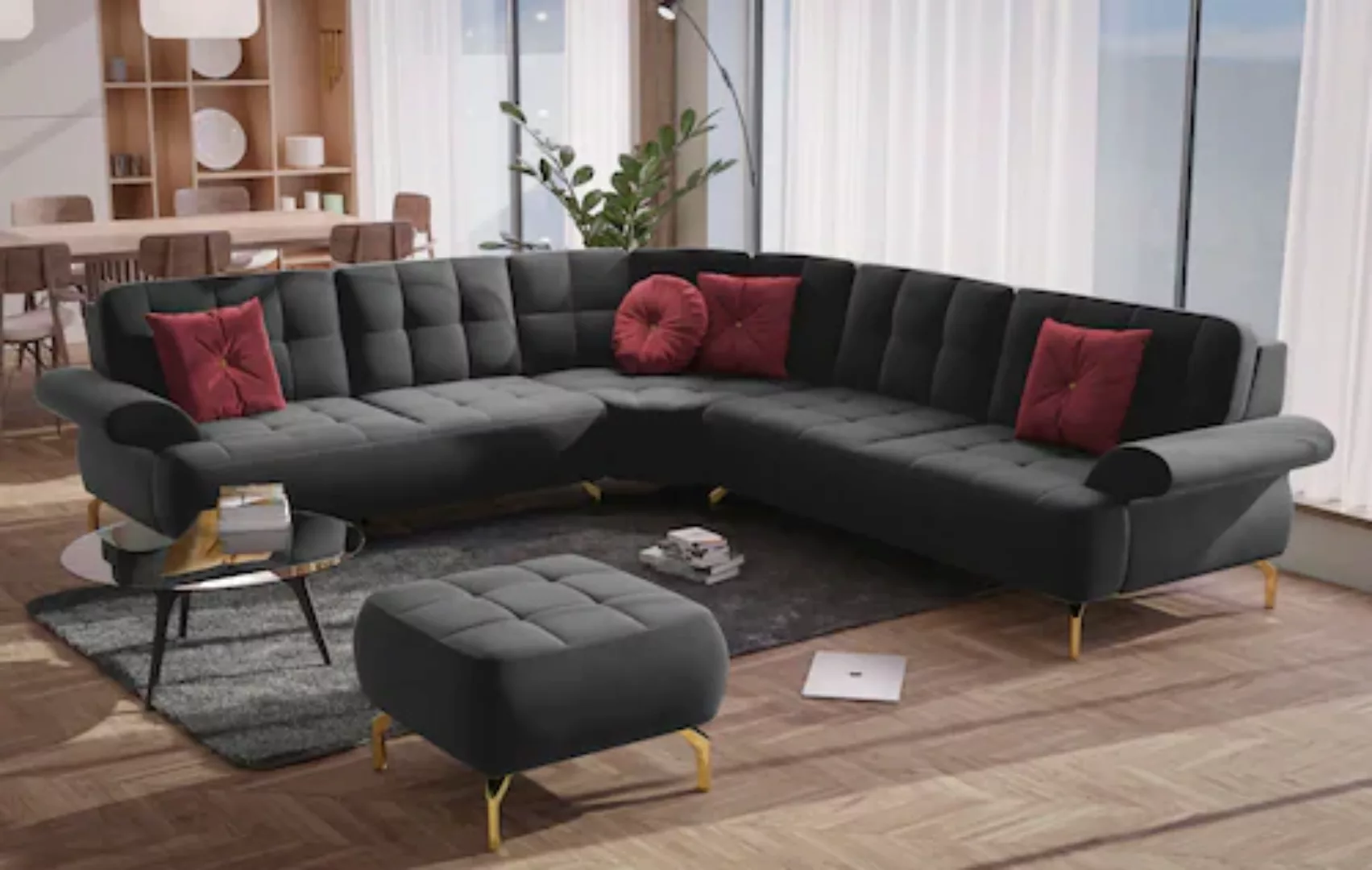 sit&more Ecksofa »Orient 1 V L-Form«, inkl. 4 Zierkissen mit Strass-Stein, günstig online kaufen