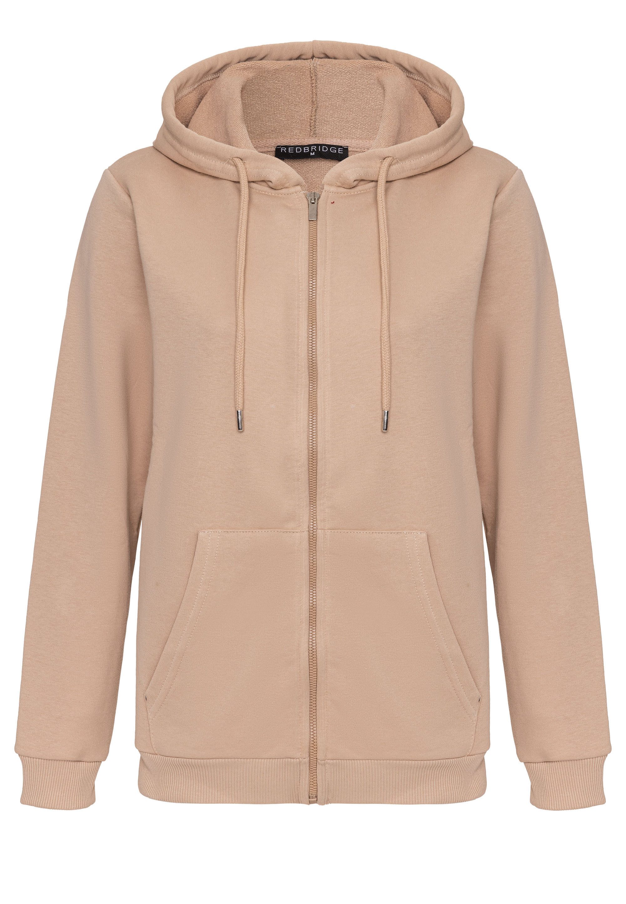 RedBridge Kapuzensweatjacke Sweatjacke mit Reißverschluss Beige-3XL günstig online kaufen