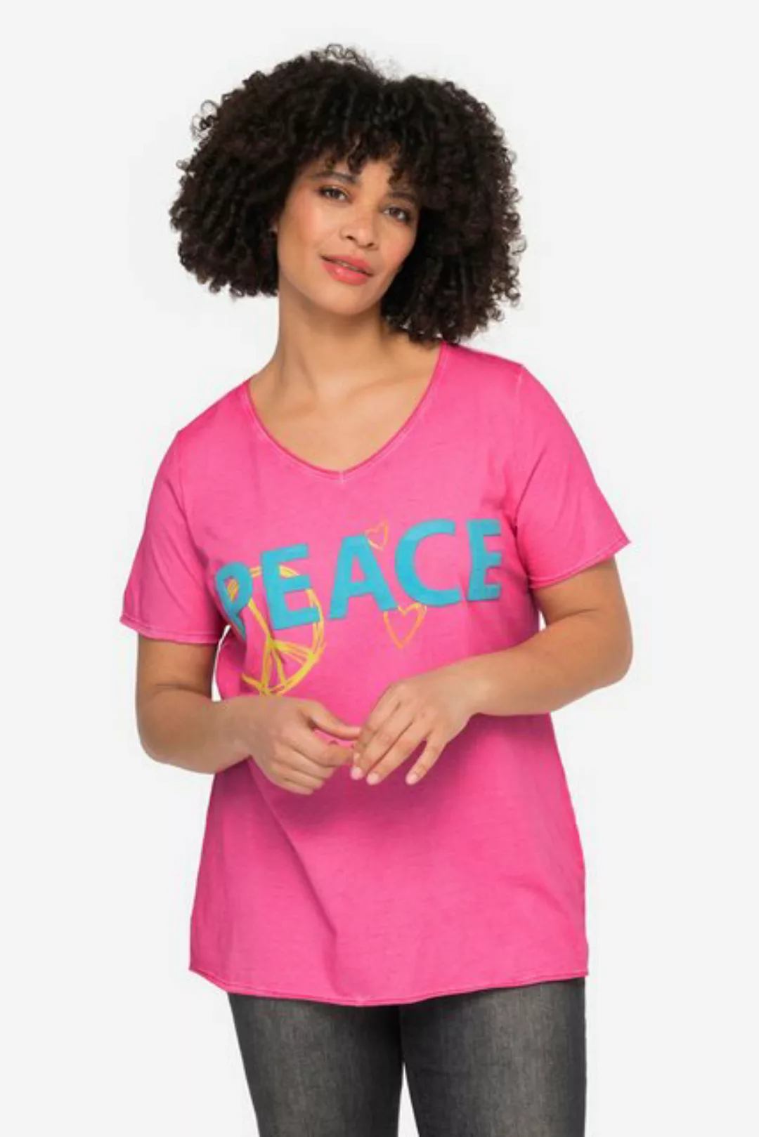 Angel of Style Rundhalsshirt T-Shirt PEACE Druck Rundhals Halbarm günstig online kaufen