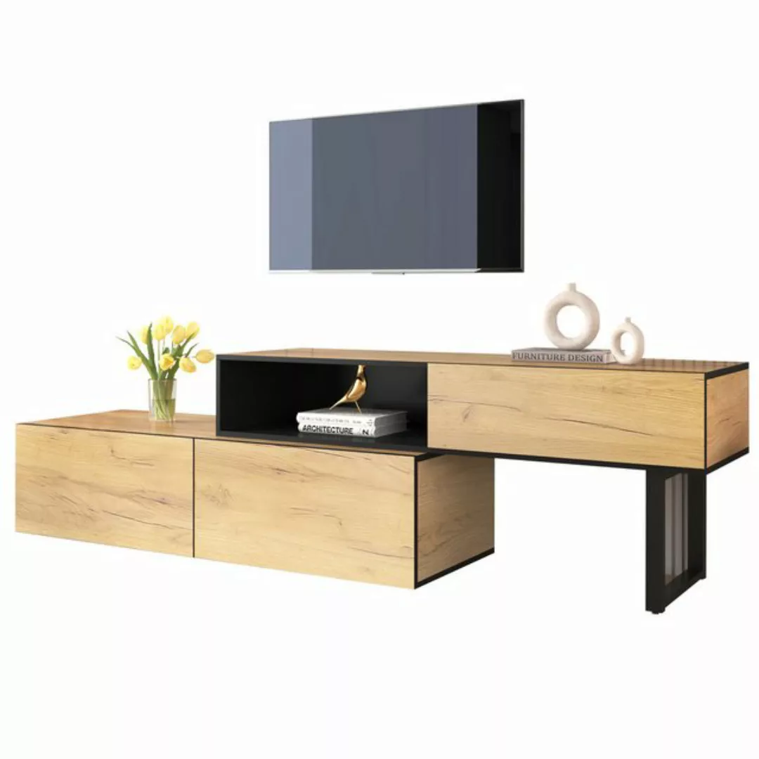 KoDise TV-Schrank Lowboard TV-Möbel mit mit Schubladen, Metallbeinen günstig online kaufen