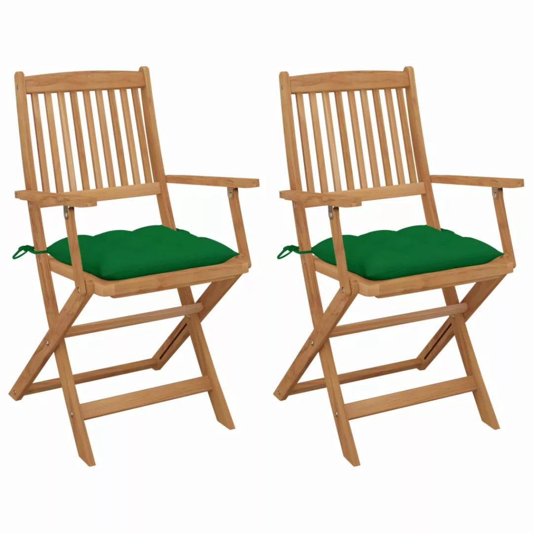 Klappbare Gartenstühle 2 Stk. Mit Kissen Massivholz Akazie günstig online kaufen