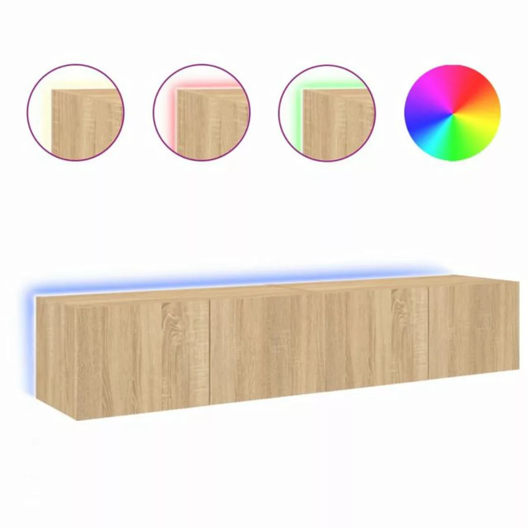 vidaXL TV-Schrank 2tlg TV Lowboard Hängeschrank Wandschrank mit LED Leuchte günstig online kaufen