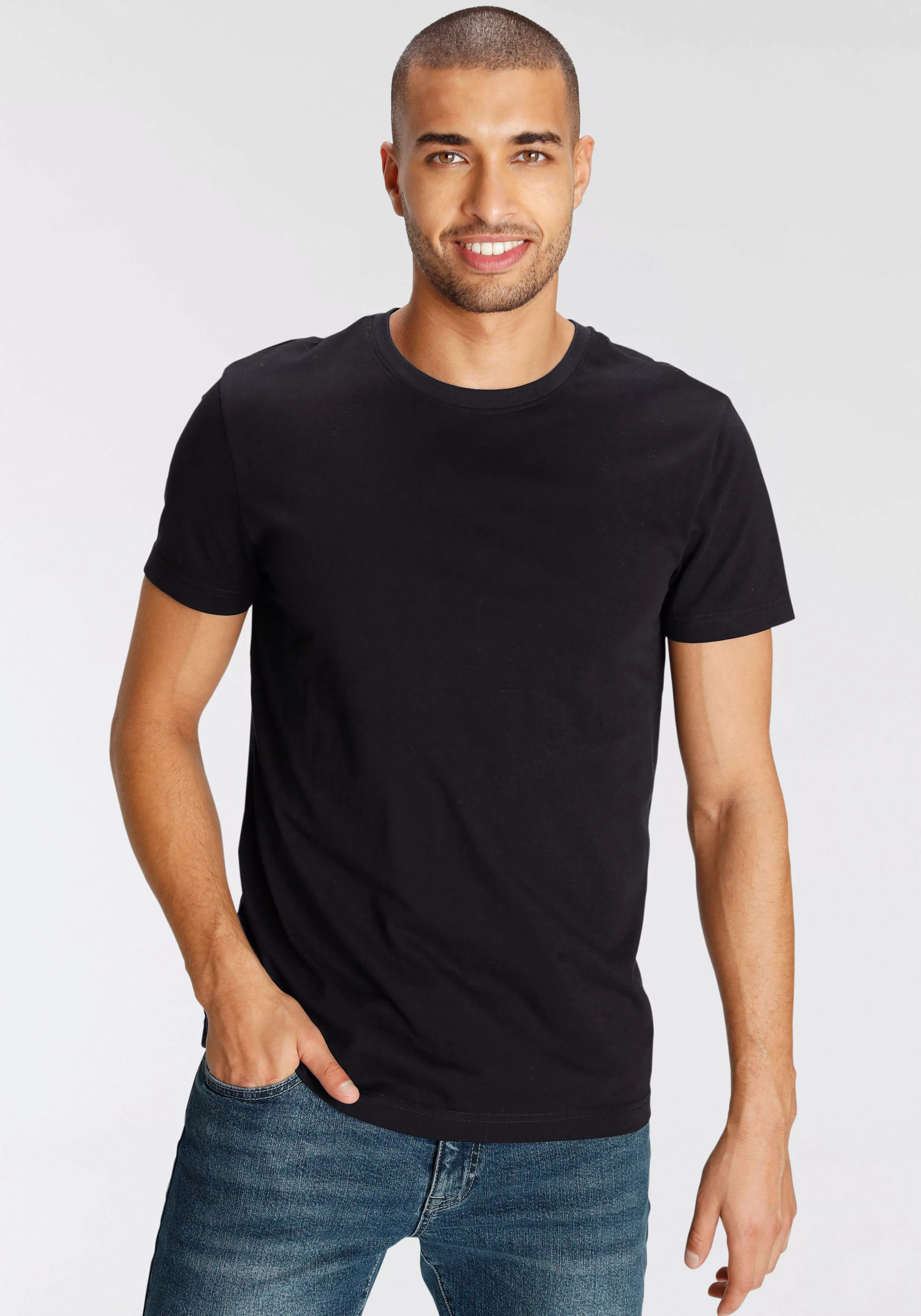 AJC T-Shirt (Set, 3-tlg., 3er-Pack) aus reiner Baumwolle günstig online kaufen
