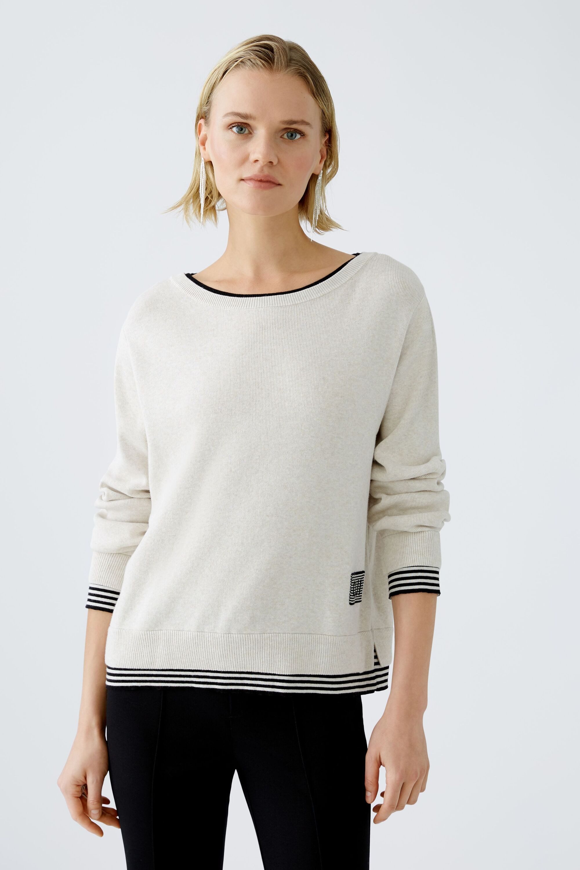 Oui Rundhalspullover LEEZA Pullover reine Baumwolle günstig online kaufen