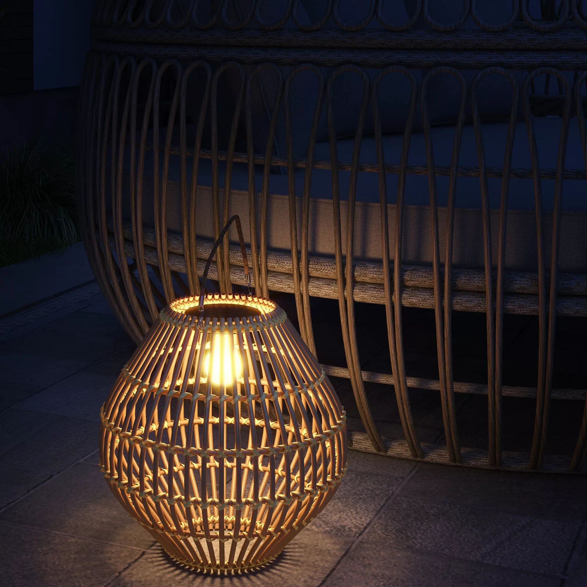 Outsunny Solarlampe Rattan Gartenleuchte wasserdicht mit Lichtsensor Tromme günstig online kaufen