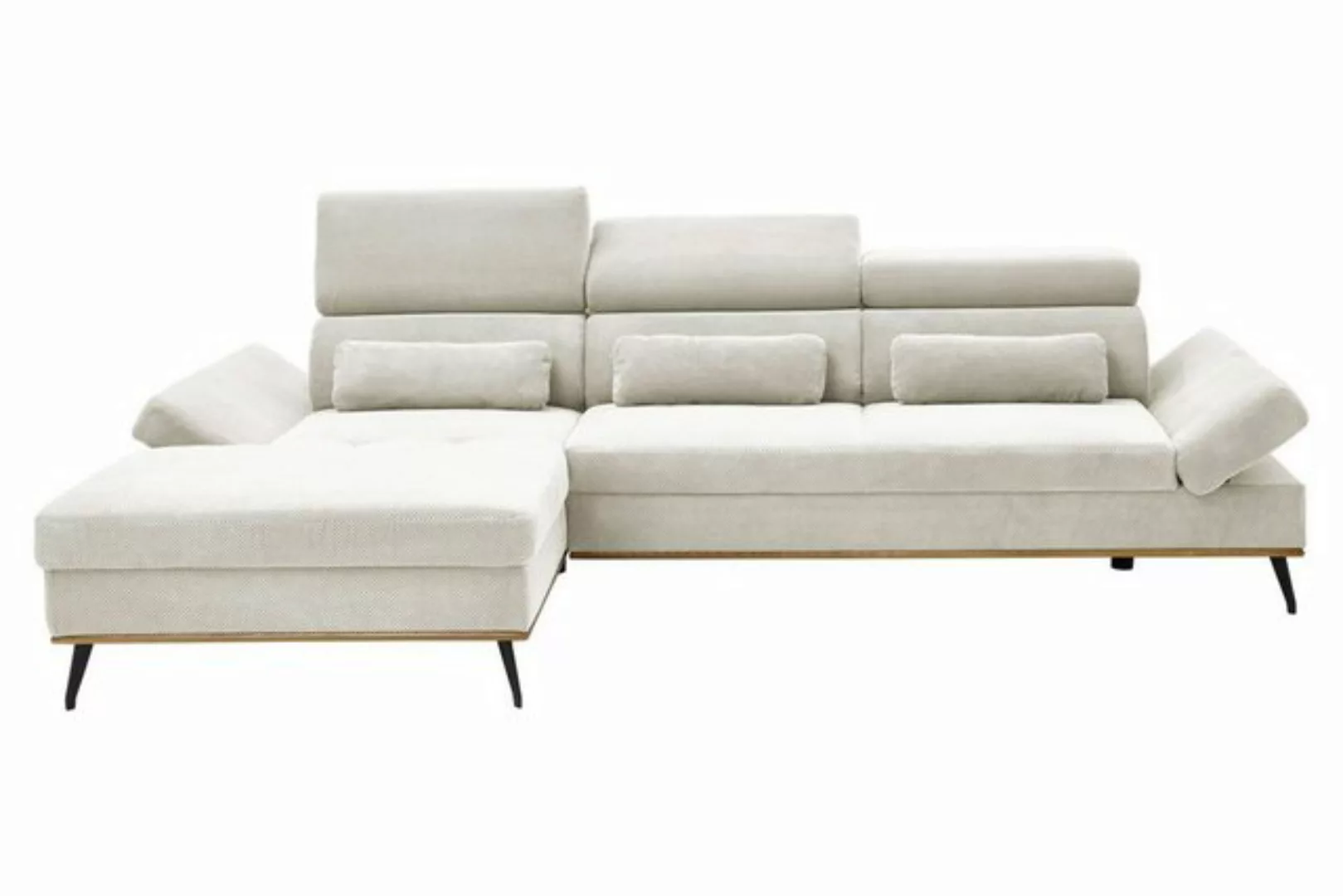 Iwaniccy Ecksofa MESA, B 299 x T 188 cm, Creme, Mikrofaser, Holzblende in e günstig online kaufen