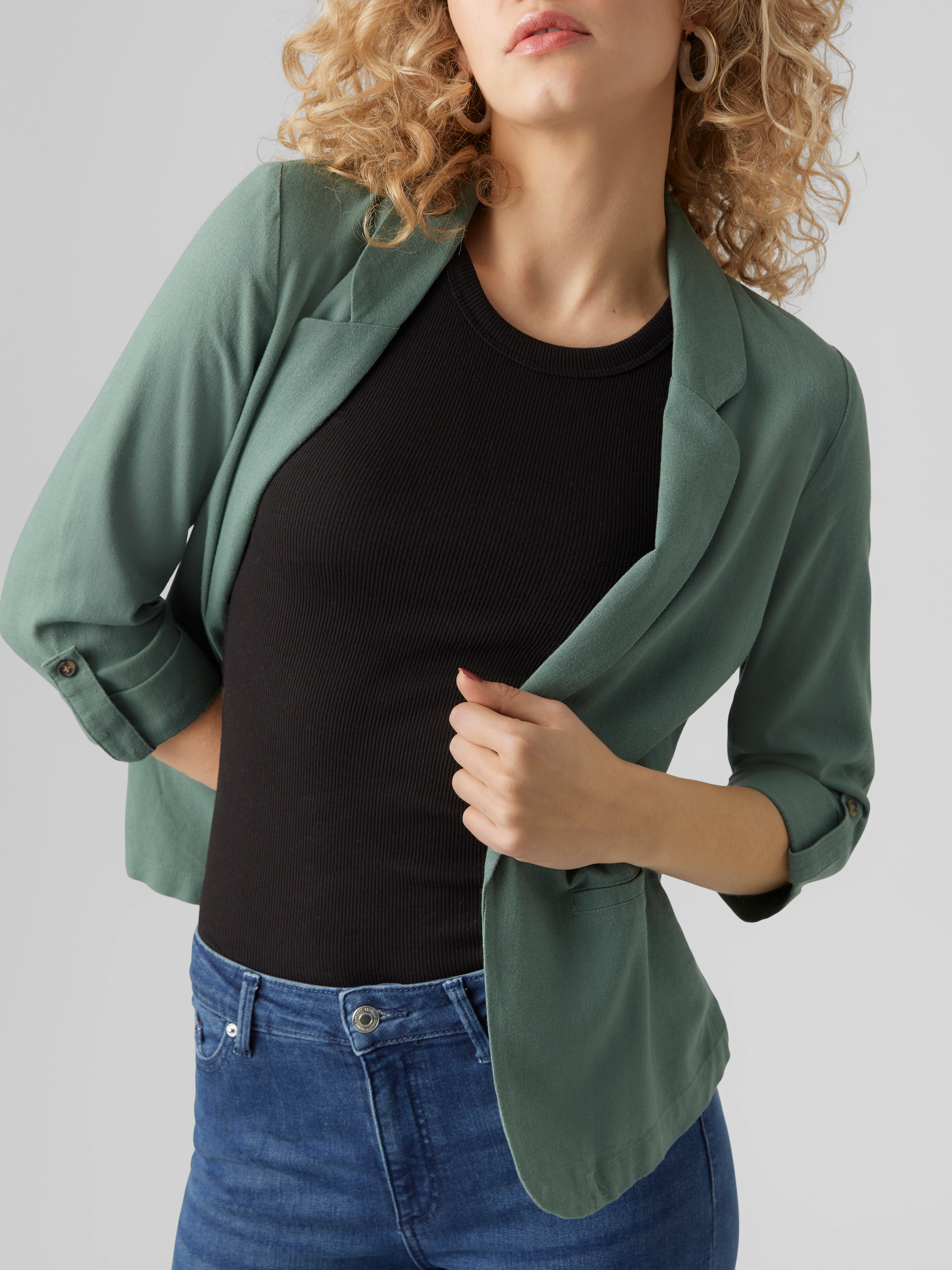 Vero Moda Kurzblazer VMJESMILO 3/4 LOOSE BLAZER WVN GA NOOS mit Leinen günstig online kaufen