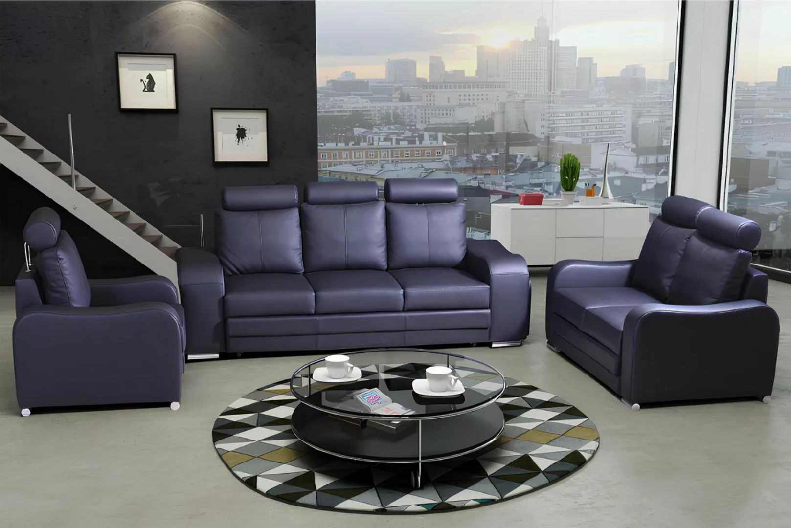 Xlmoebel Sofa Wohnlandschaft 3+2+1 Sitzer Set Design Polstersofas Ledercouc günstig online kaufen