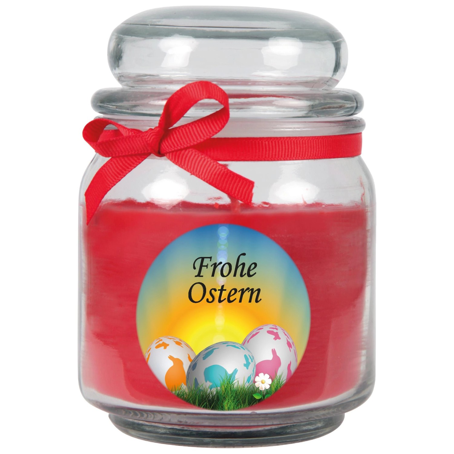 HS Candle Duftkerze & Glas Frohe Ostern Bonbon Ø9 cm Rose Ostereier günstig online kaufen