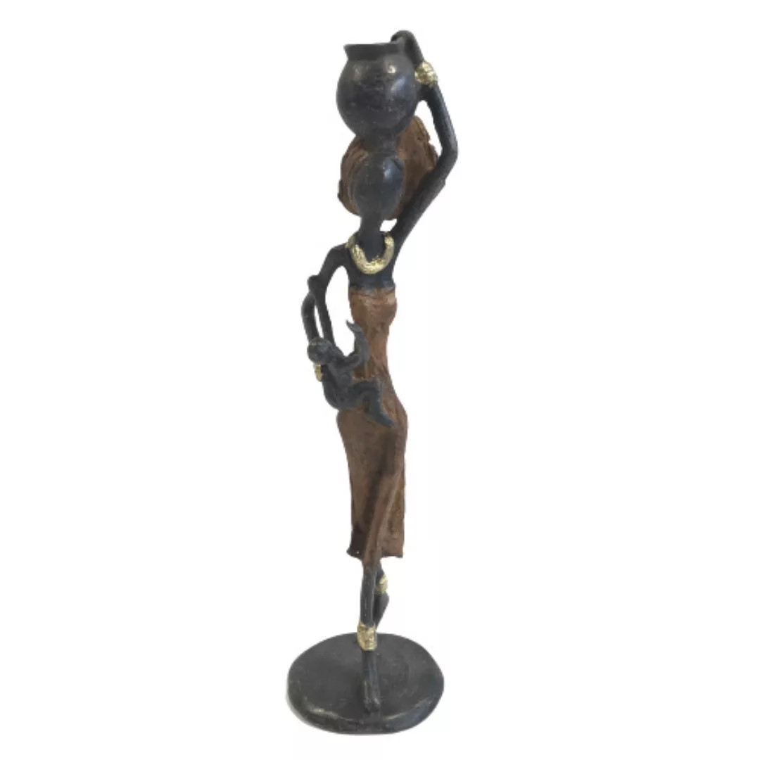 Bronze-skulptur "Frau Mit Kind Und Amphora" By Issouf | 25 Cm | Unikat günstig online kaufen