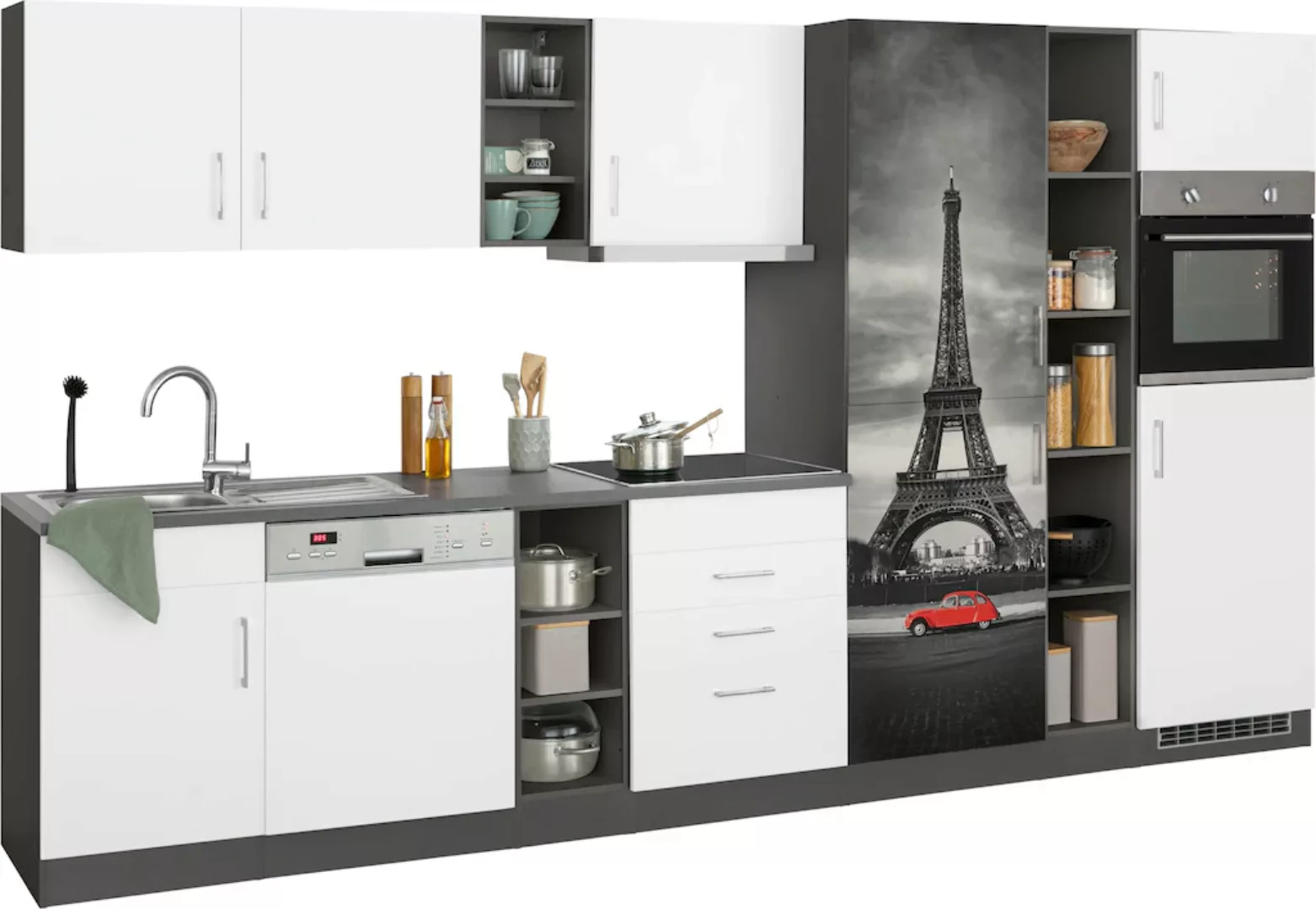 HELD MÖBEL Küchenzeile "Paris", mit E-Geräten, Breite 350 cm, wahlweise mit günstig online kaufen