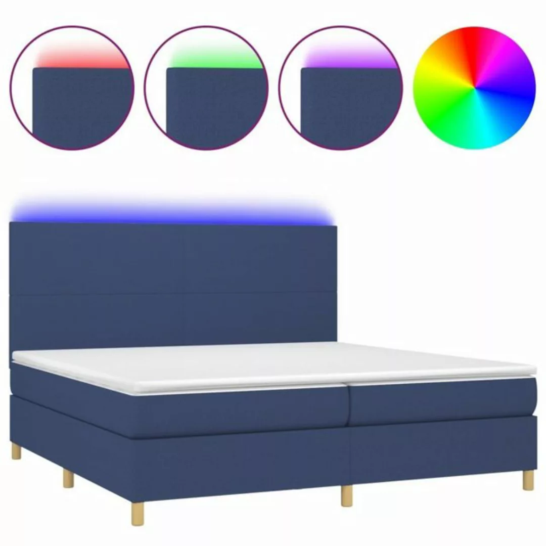 vidaXL Bettgestell Boxspringbett mit Matratze LED Blau 200x200 cm Stoff Bet günstig online kaufen