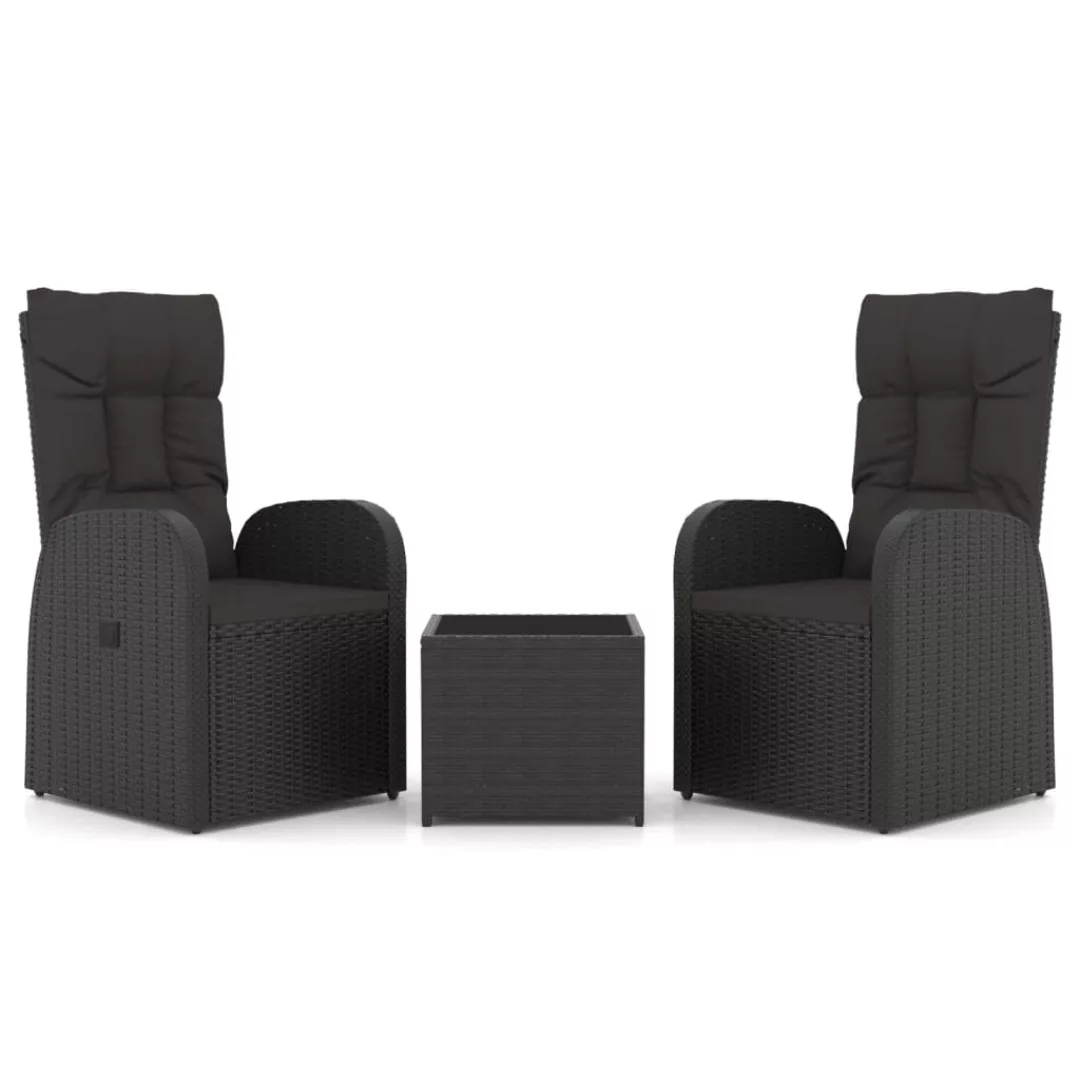 Vidaxl 3-tlg. Garten-lounge-set Schwarz Poly Rattan & Stahl günstig online kaufen