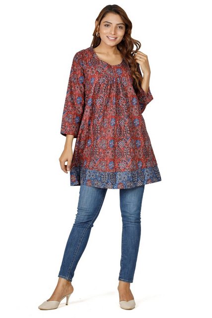 Guru-Shop Longbluse Boho Maxitunika, sommerliches Minikleid - rostrot alter günstig online kaufen