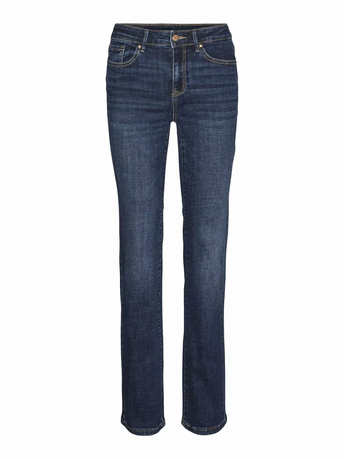 Vero Moda Damen Jeans VMFLASH MR STRAIGHT LI3300 GA Straigt Fit - Blau - Da günstig online kaufen