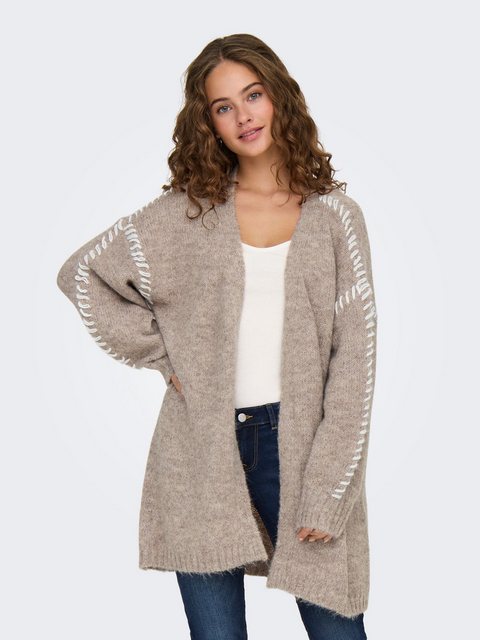 JACQUELINE de YONG Cardigan Strickjacke Knit Fit V-Ausschnitt Ziernähte Car günstig online kaufen