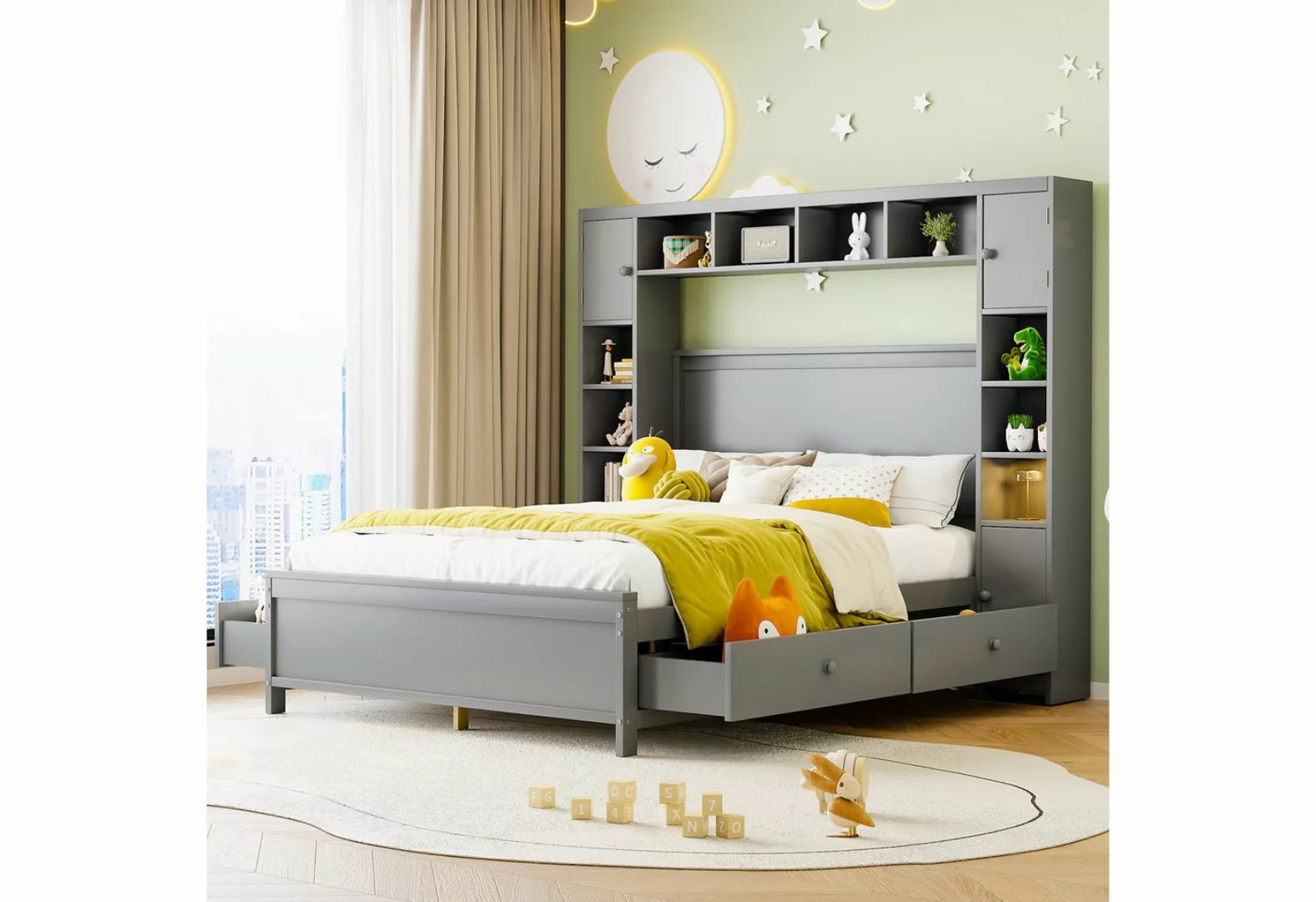 REDOM Kinderbett Doppelbett mit Stauraum, mit 4 Schubladen und großem Staus günstig online kaufen