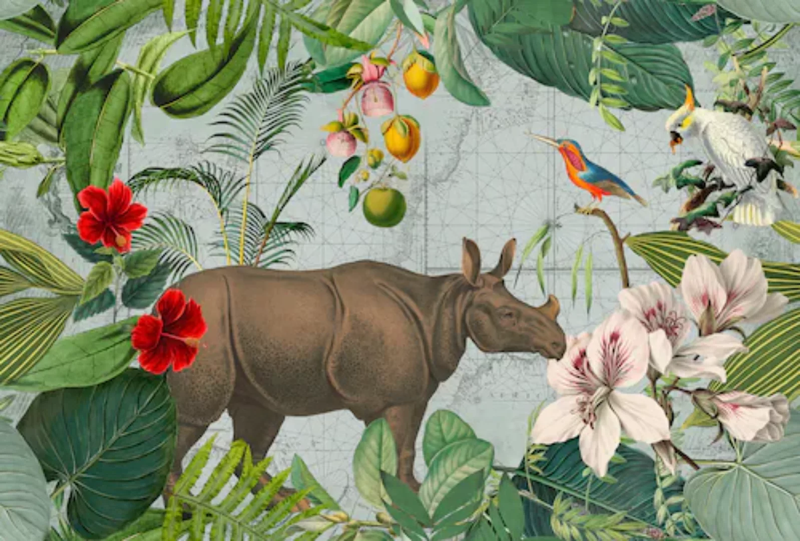 living walls Fototapete »ARTist Jungle Rhino« günstig online kaufen