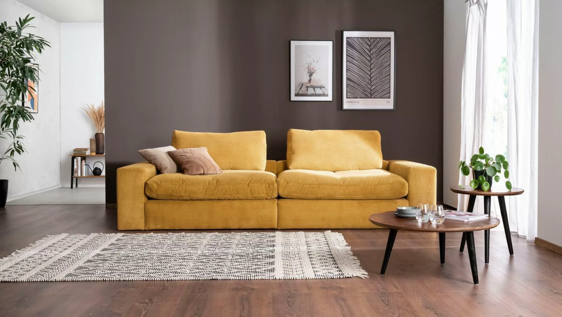 alina Big-Sofa "Sandy", 266 cm breit und 98 cm tief, in modernem Cordstoff günstig online kaufen