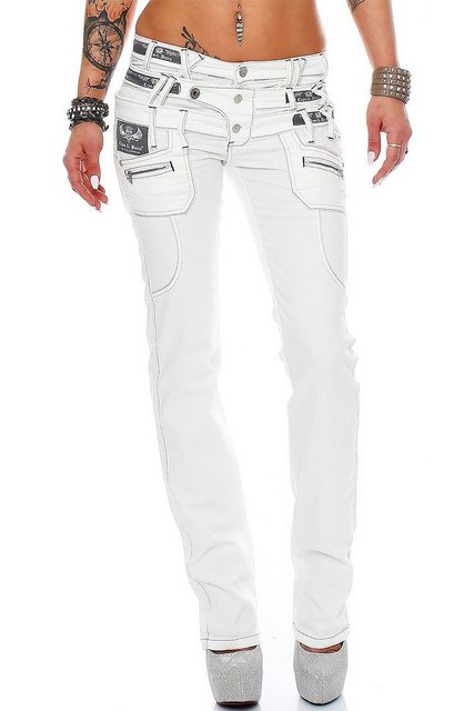 Cipo & Baxx 5-Pocket-Jeans Low Waist Hose BA-CBW0245 im Biker Style mit Auf günstig online kaufen