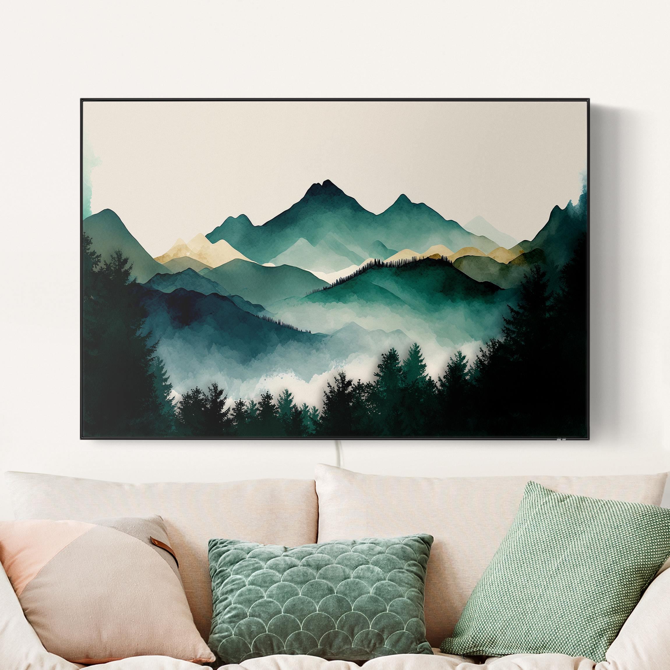 LED-Wechselbild Aquarellierte Berglandschaft günstig online kaufen