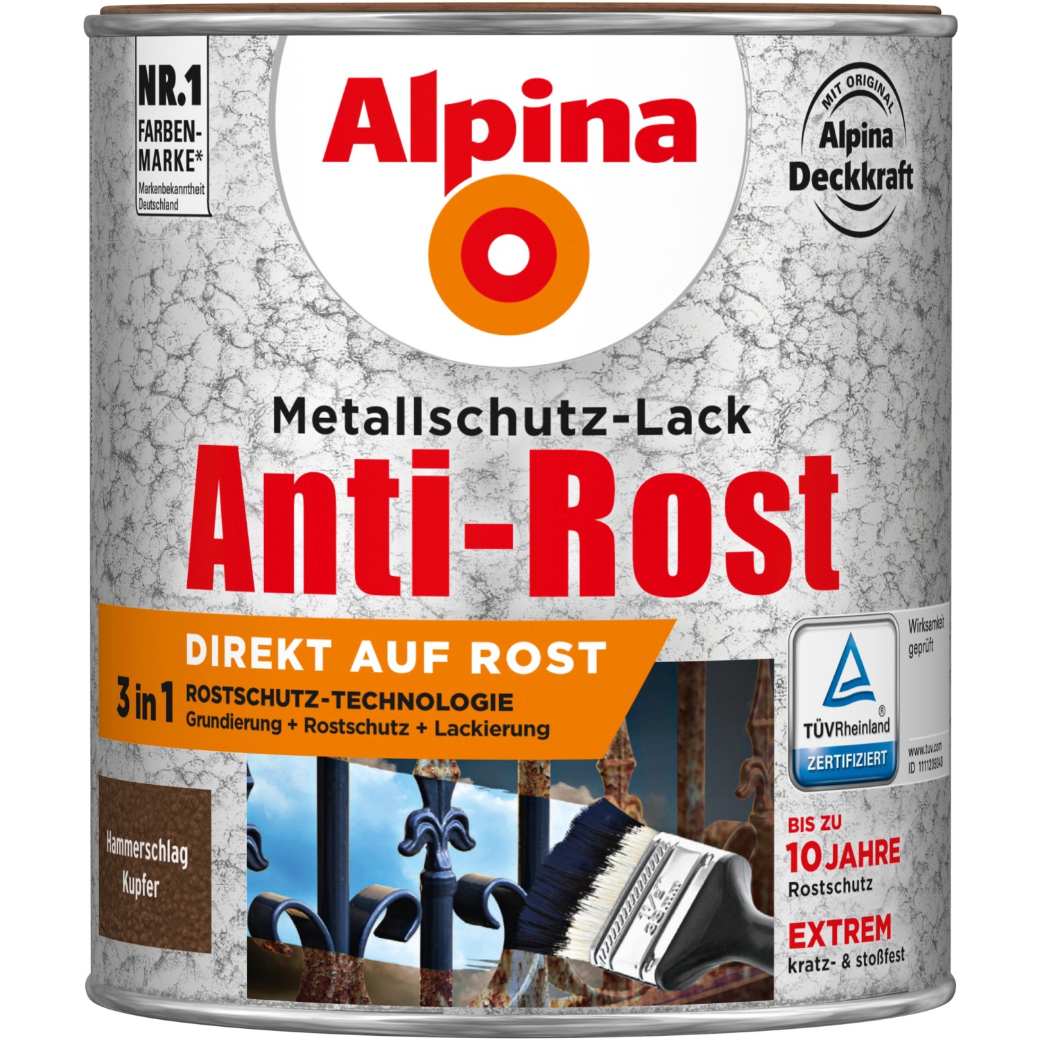 Alpina Metallschutz-Lack Anti-Rost Kupfer Hammerschlag 750 ml günstig online kaufen