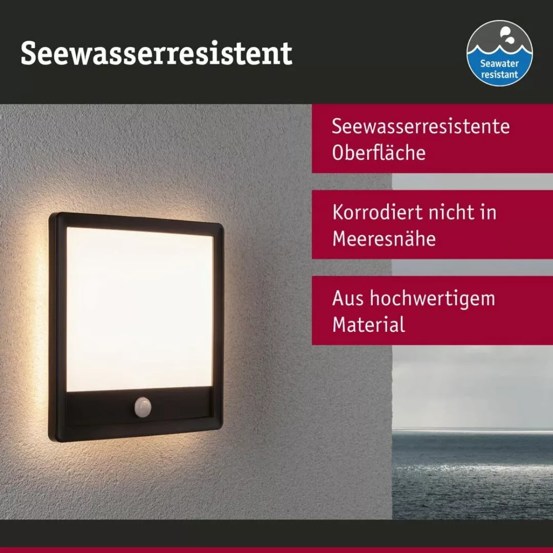 LED Wand- und Deckenleuchte Lamina in Schwarz 14,5W 950lm IP44 mit Bewegung günstig online kaufen