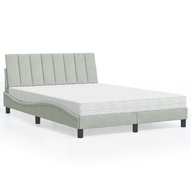 vidaXL Bett Bett mit Matratze Hellgrau 140x200 cm Samt günstig online kaufen