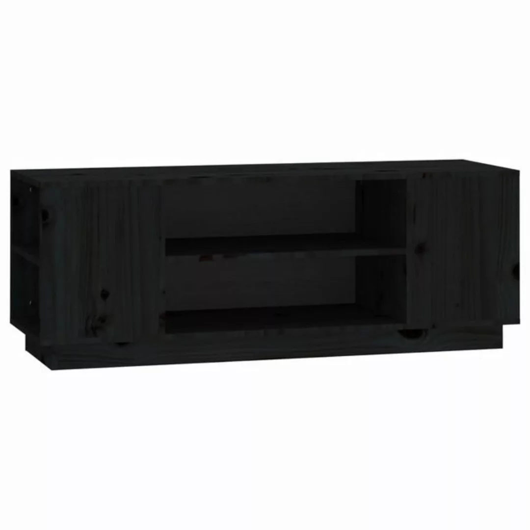 furnicato TV-Schrank Schwarz 110x35x40,5 cm Massivholz Kiefer günstig online kaufen
