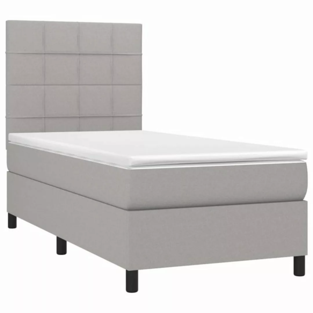 vidaXL Boxspringbett Boxspringbett mit Matratze Hellgrau 90x190 cm Stoff Be günstig online kaufen