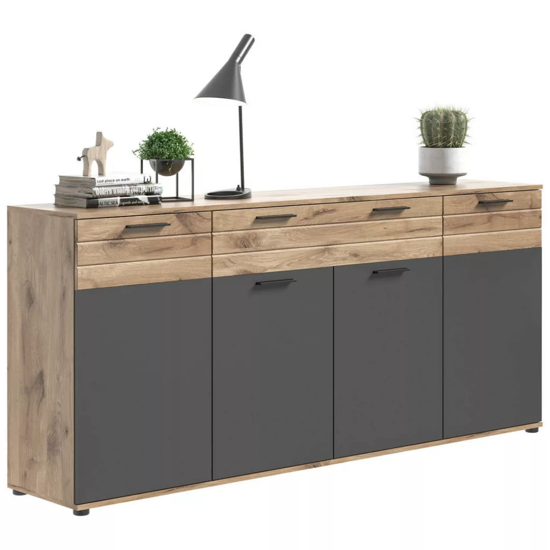 Sideboard Mason Nox Oak Nachbildung dunkelgrau B/H/T: ca. 200x91x40 cm günstig online kaufen