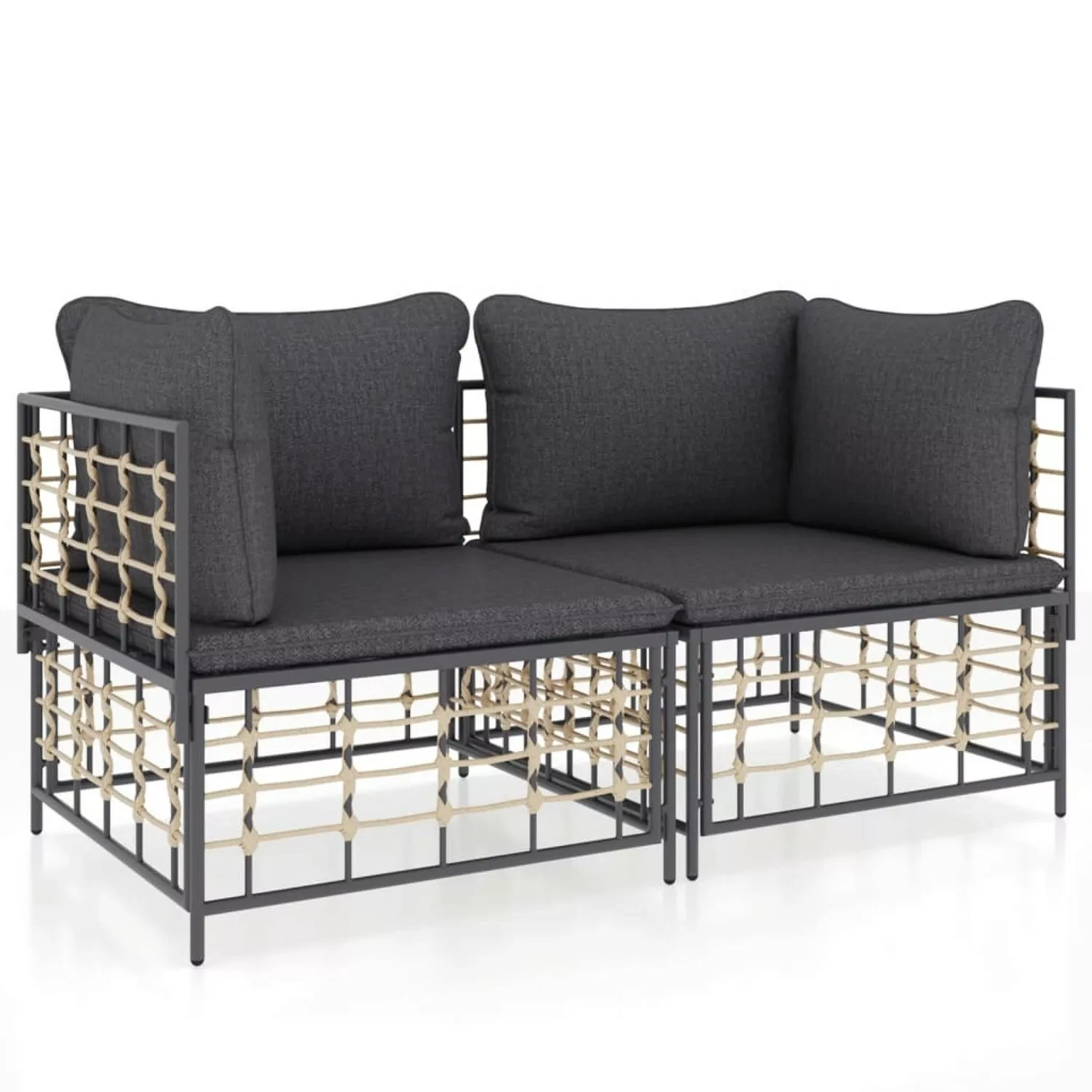 Vidaxl Ecksofas Mit Kissen 2 Stk. Modular Poly Rattan günstig online kaufen