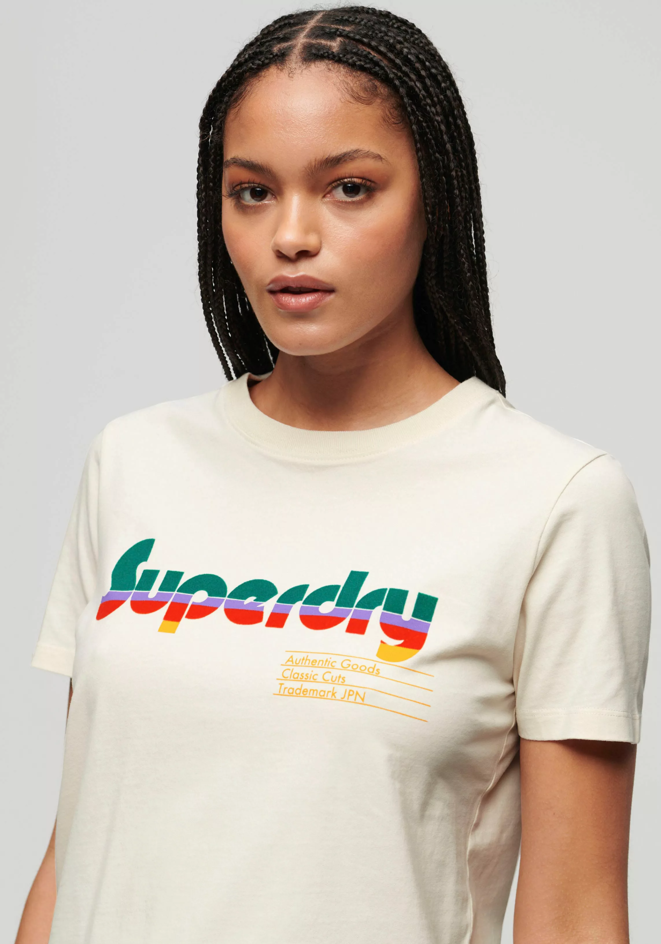 Superdry Print-Shirt RETRO FLOCK RELAXED T SHIRT günstig online kaufen