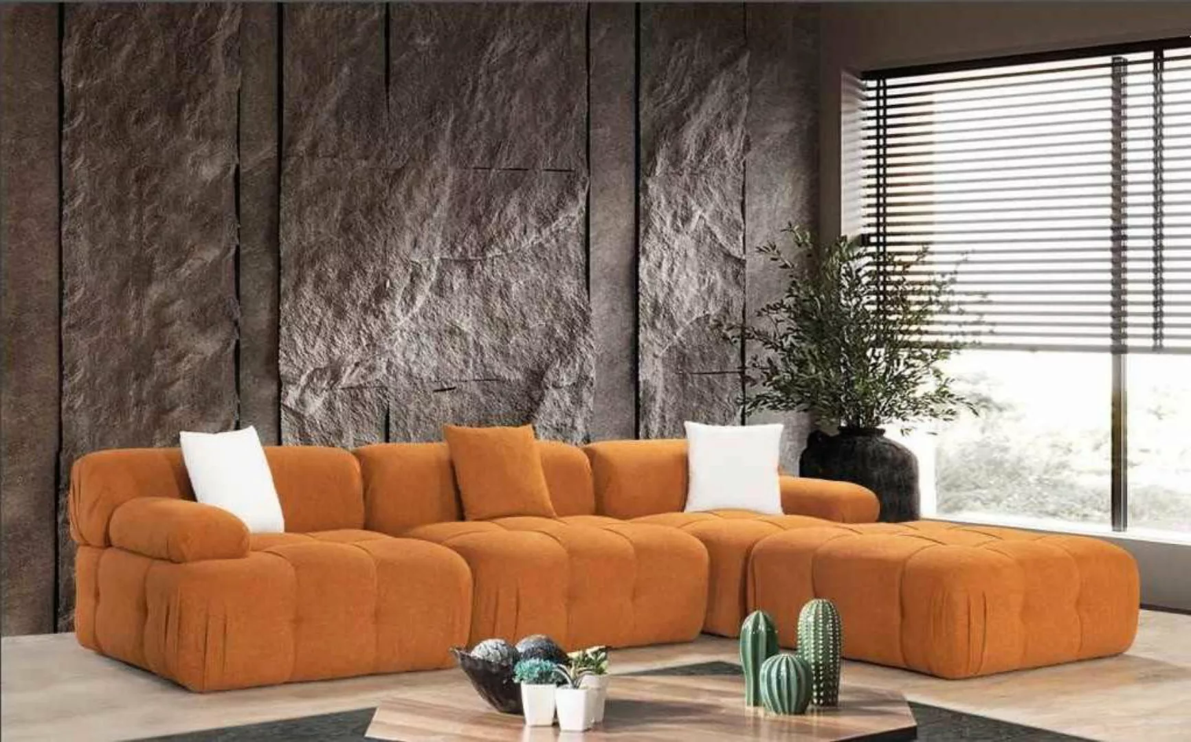 Xlmoebel Ecksofa Luxuriöses Ecksofa aus Holz und Stoff für das Wohnzimmer i günstig online kaufen