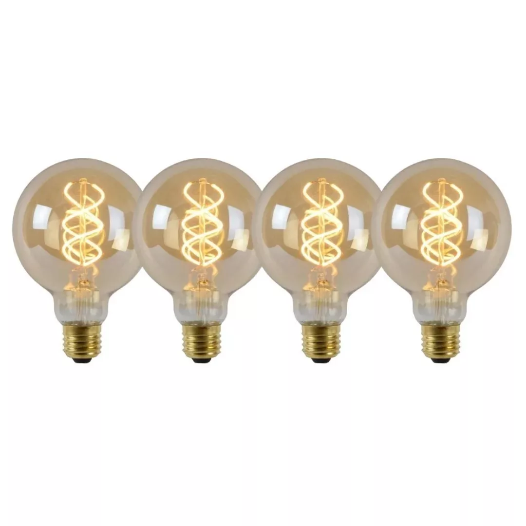 LED Leuchtmittel E27 Globe - G95 in Amber 5W 380lm 4er-Pack günstig online kaufen