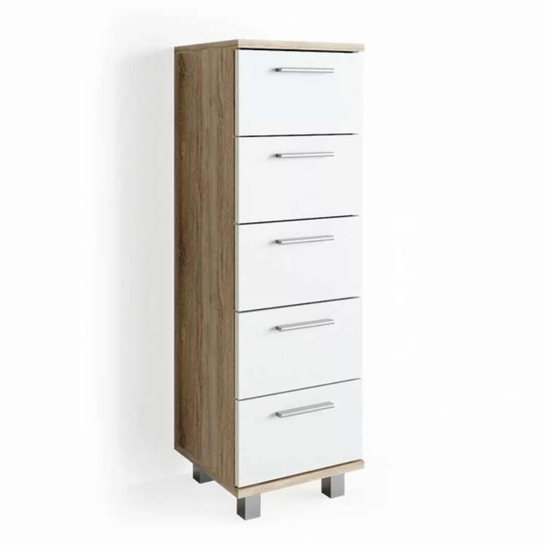 Vicco Midischrank Ilias, Weiß/Sonoma, 30 x 95 cm Drehbar günstig online kaufen