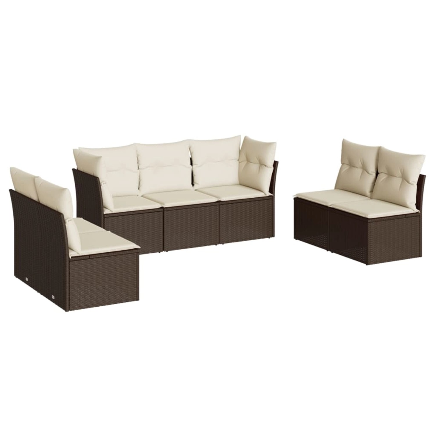 vidaXL 7-Tlg Garten-Sofagarnitur mit Kissen Braun Poly Rattan 3217413 günstig online kaufen